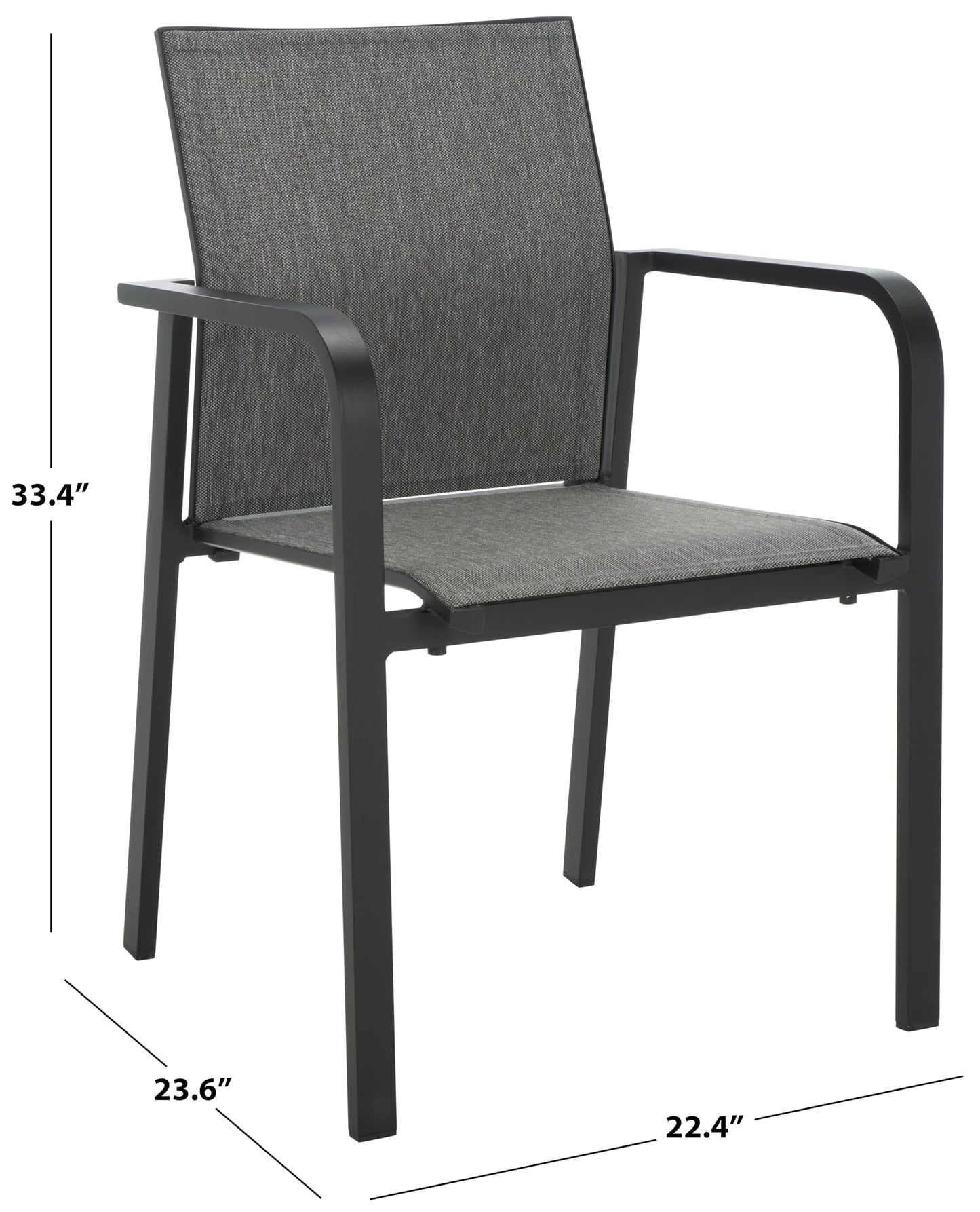 SAFAVIEH Outdoor Patio Furniture Dexter Black Armchair Set of 2 (Fully Assembled)