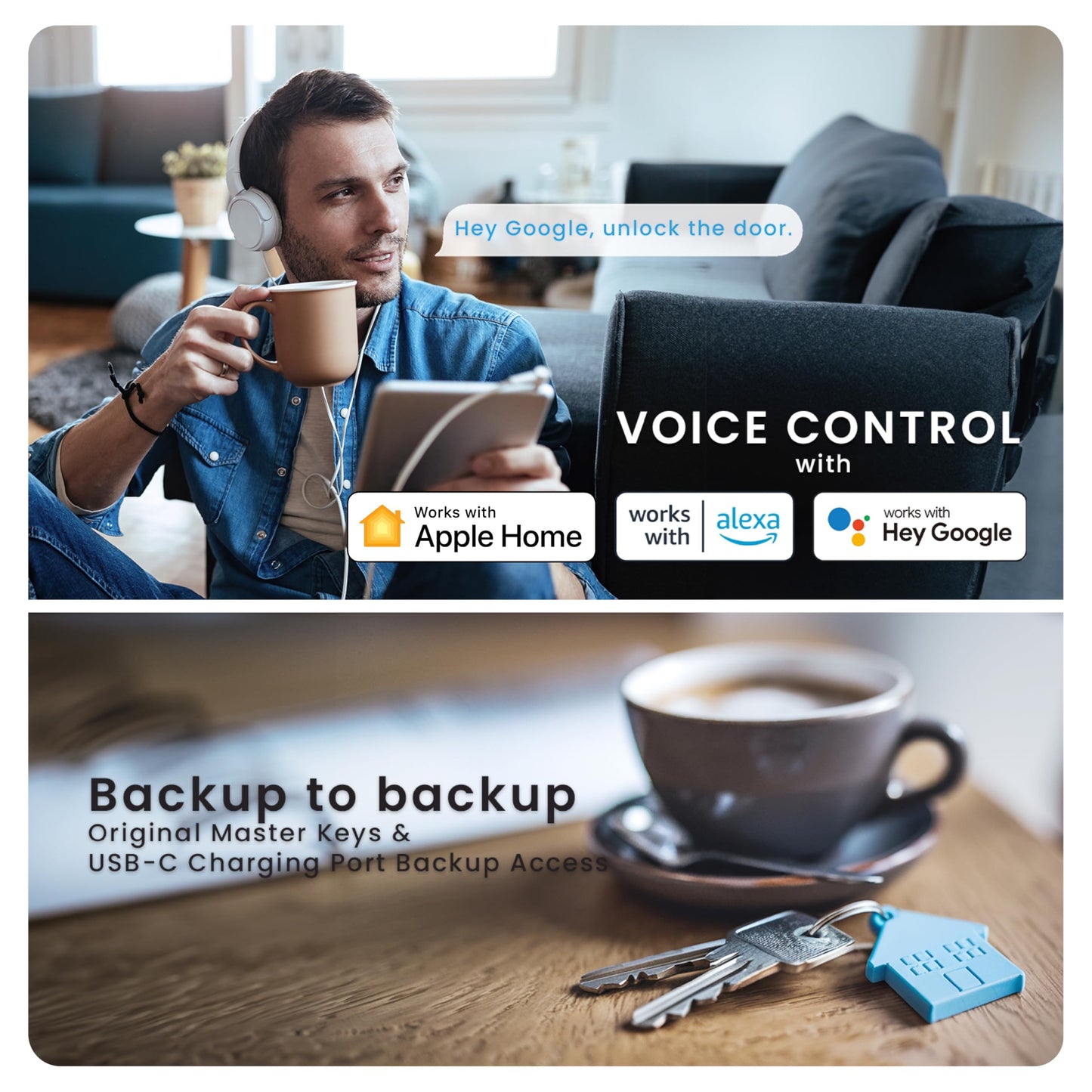 Lockly Secure Pro Smart Door Lock,Fingerprint Keyless Entry Door Lock,Apple Home Key Compatible,Auto Lock, App Remote Control,IP65 Waterproof,Easy Installation