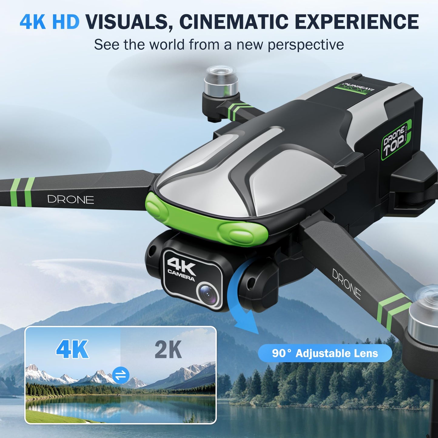GPS Drones with Camera for Adults 4K, 5.7" FPV Touchscreen, 100-Min Flight Time, GPS Follow, Auto Return, Beginner Mode, Long Range Transmission, RC Quadcopter, Foldable RC Drone with 2 Batteries