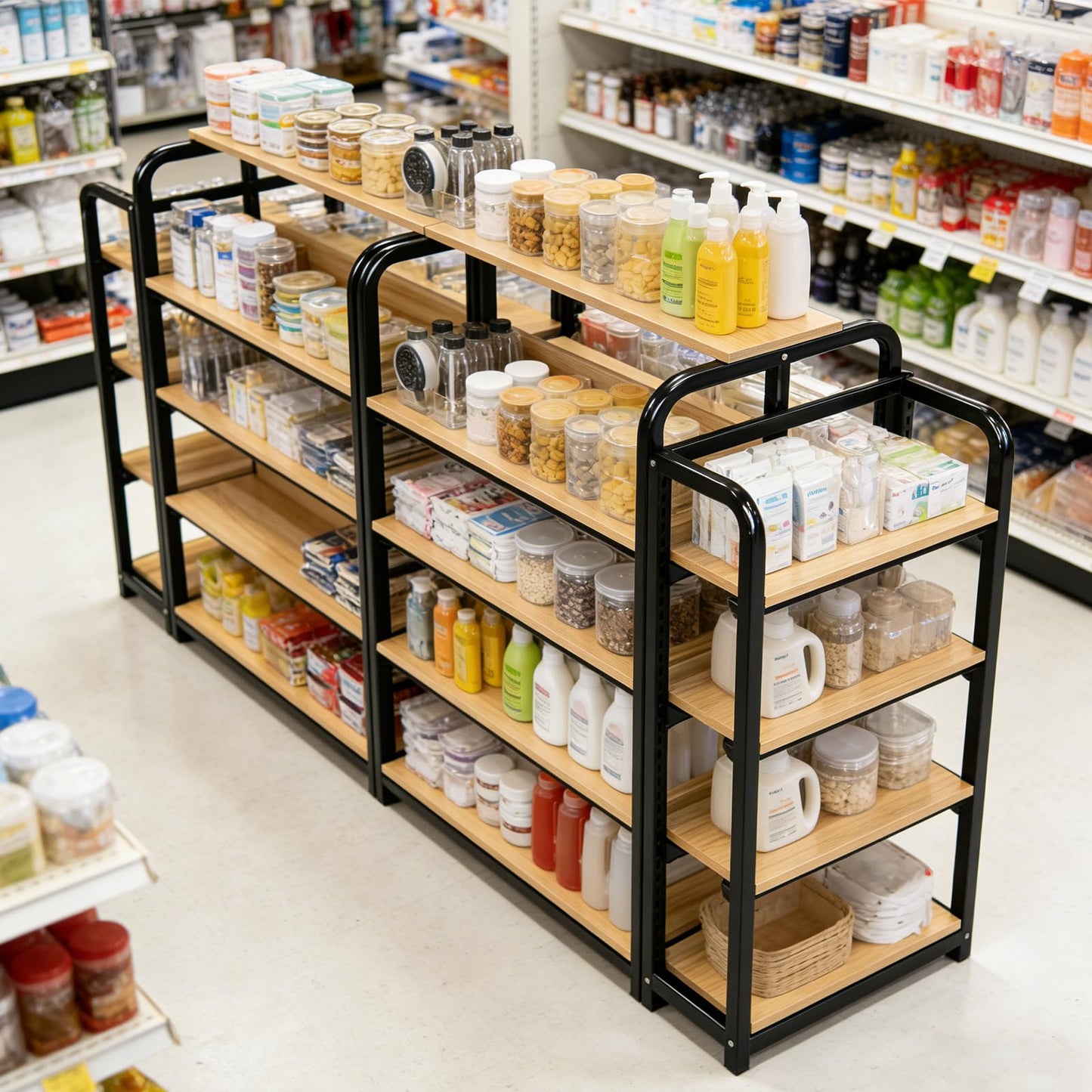 DioOnes Gondola Shelving End Cap,Candy Display Rack, Commercial Supermarket Shelves Center Island Cabinet, Garage Shelving Heavy Duty, for Stores, Supermarkets, Drugstores (End Cap 23.6*11.8*48.5in)