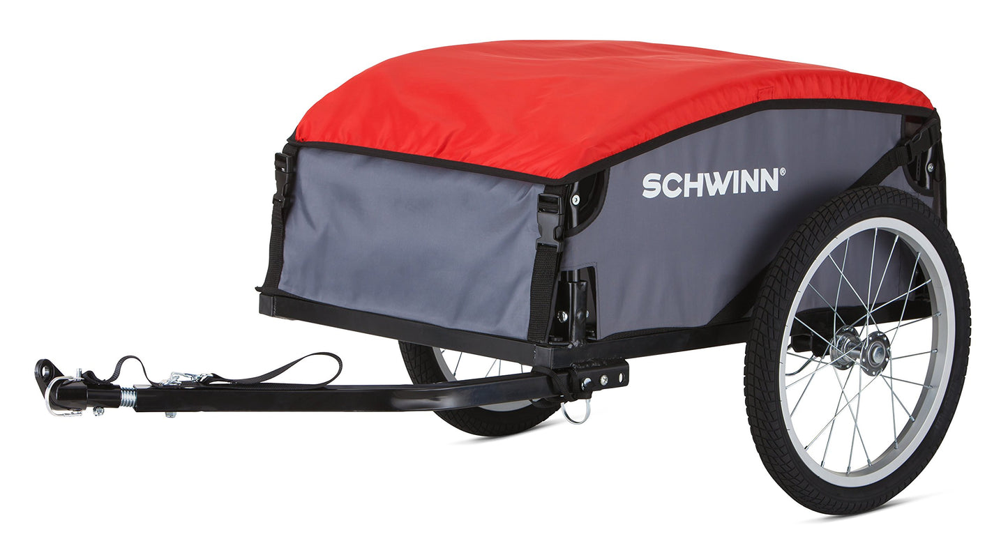 Schwinn Daytripper Bike Cargo Trailer, Holds up to 100 lb, Universal Coupler, Folding Frame, Quick-Release Wheels, 16-Inch Air-Filled Tires, Interior D-Rings, Schwinn Bike Trailer for Carrying Cargo