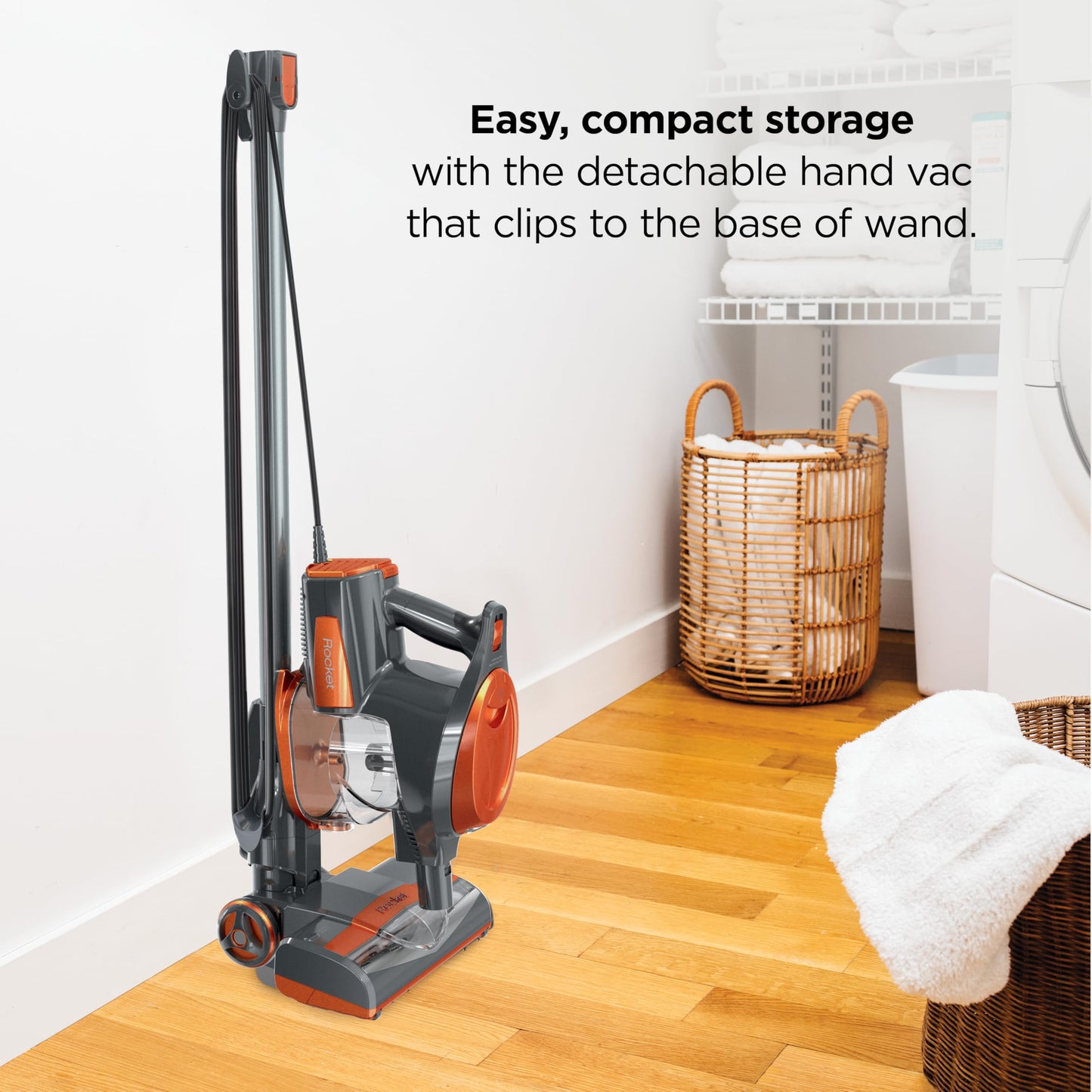 Shark Rocket Ultra-Light | Corded Stick Vacuum Cleaner for Carpet, Rugs & Hard Floors | Lightweight Hand Vacuum for Pet Hair & Upholstery | Swivel Steering | 2 Attachments | Gray/Orange | HV301