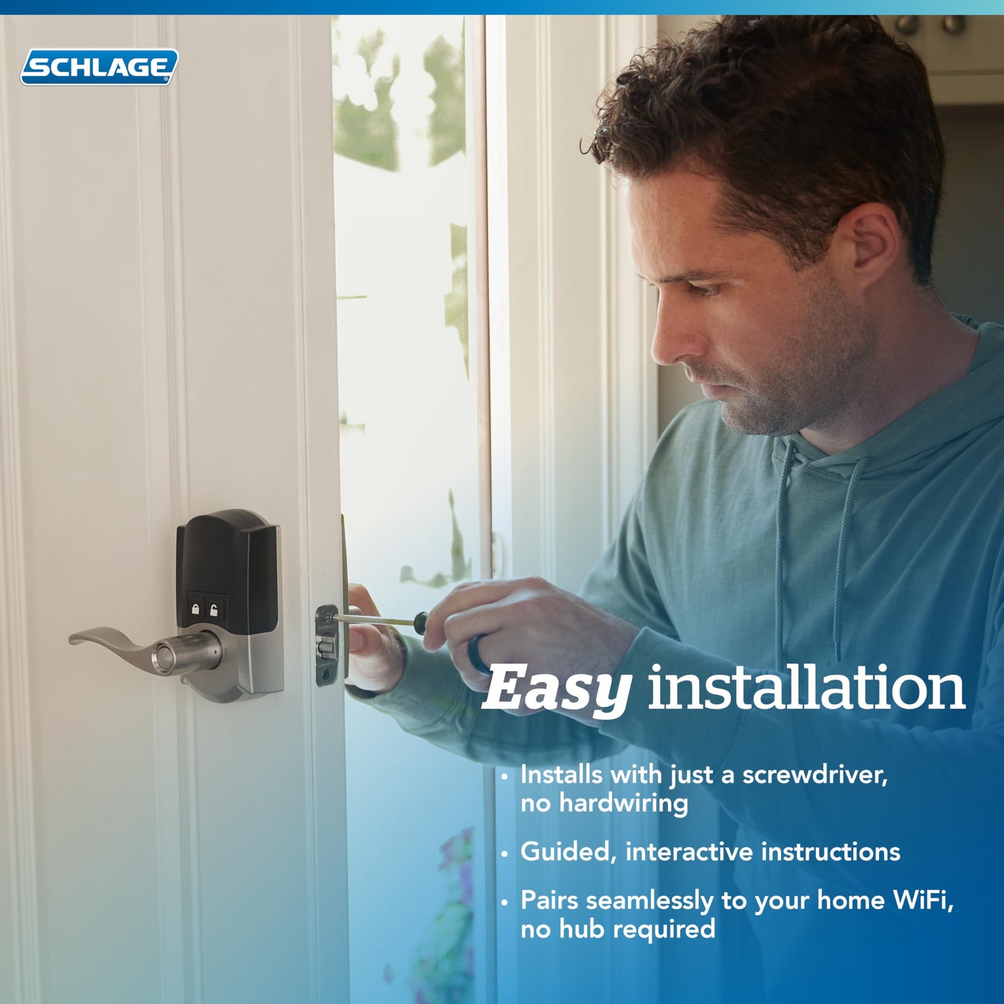 Schlage Encode Smart Wi-Fi Lock with Lever Handle, Touchscreen Keypad, Keyless Entry Door Lock, App Control, Alexa, Google Home and Airbnb Compatible, Satin Nickel, FE789WB CEN 619 LAT
