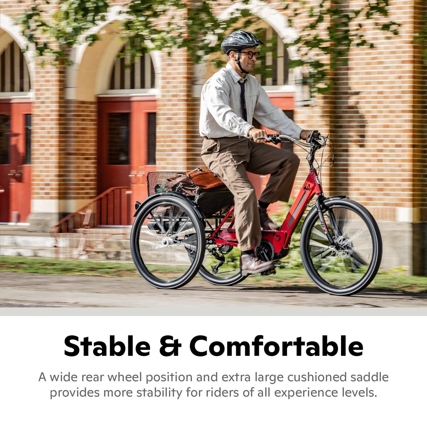 Schwinn Meridian Adult Tricycle, 26 Inch Bike for Women and Men, Single-Speed Adult Trike, Low Step-Through Frame, Springer Cruiser Seat, Upright Riding Position, Bike with Basket, Tricycle for Adults