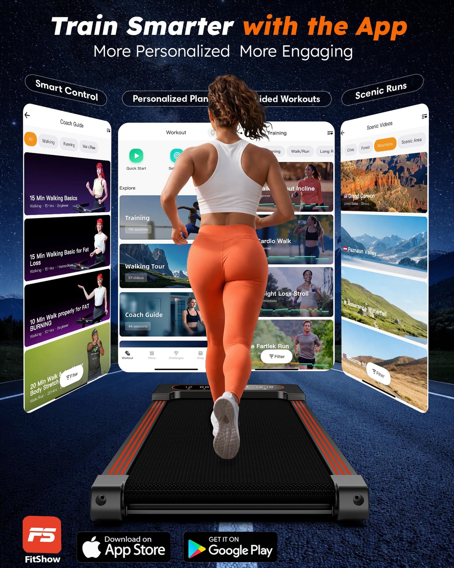 Walking Pad Treadmill with Auto Incline 12%-12Level, Quiet BLDC EvoDrive, Under Desk Treadmill for Home Office, Full Metrics Display, Extra-Large Belt, Quadra Cushion, 300lbs Capacity, Orange