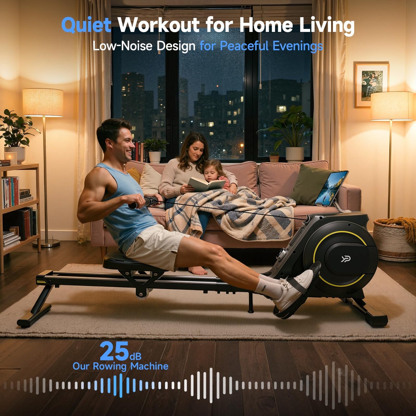 Rowing Machine for Home, 350 LB Capacity, 16-Level Silent Resistance, Magnetic Rowing Machines for Home Foldable, Full-Body Workout Compact Rowing Machine for Cardio & Strength with APP Support