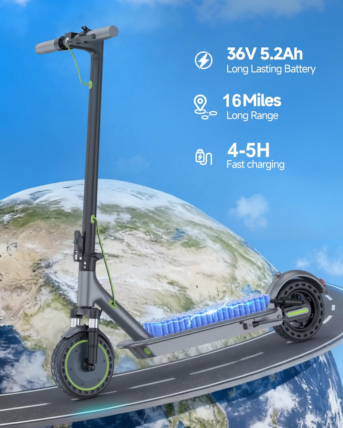 Roinside Scooter for Adults- 8.5" Solid Tires/350W Motor, 19 MPH Digital Display, Up to 16 Miles Long-Range Commuting Folding E-Scooter for Adults with Dual Braking System, App Control