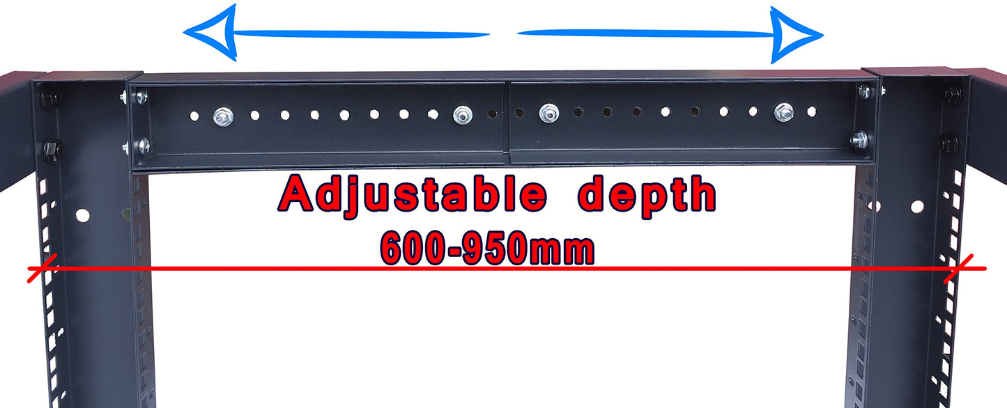 Sysracks 18U 4 Post Open Frame 19 inch Network Server Rack Relay Cabinet Adjustable Depth 24"-37"