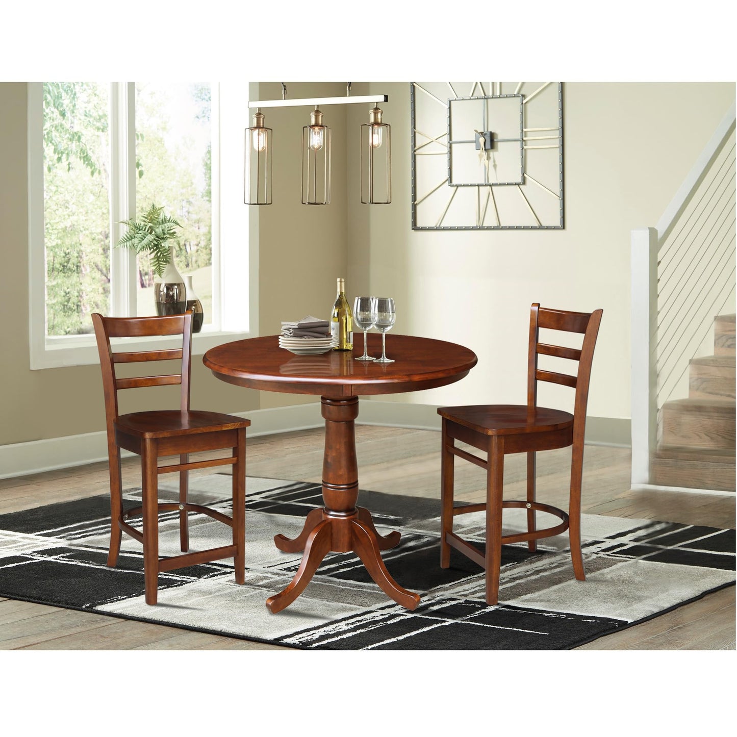 International Concepts 36" Solid Wood Round Top Dining Table in Espresso