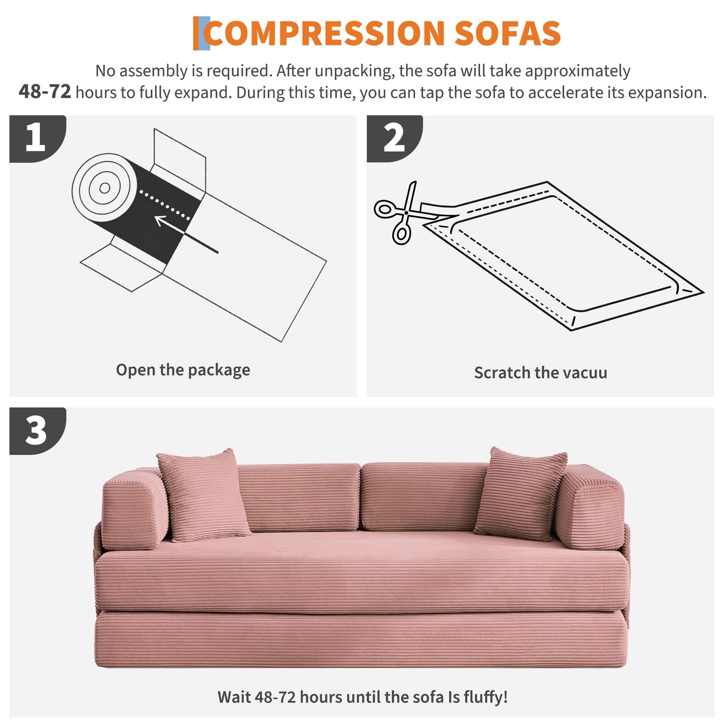 GarveeLife 78.8" Modular Corduroy Sofa Bed,5 in 1 Convertible Futon Floor Couch with Pull-Out Sleeper,Multi-Functional Futon for Living Room Guest Room & Small Spaces