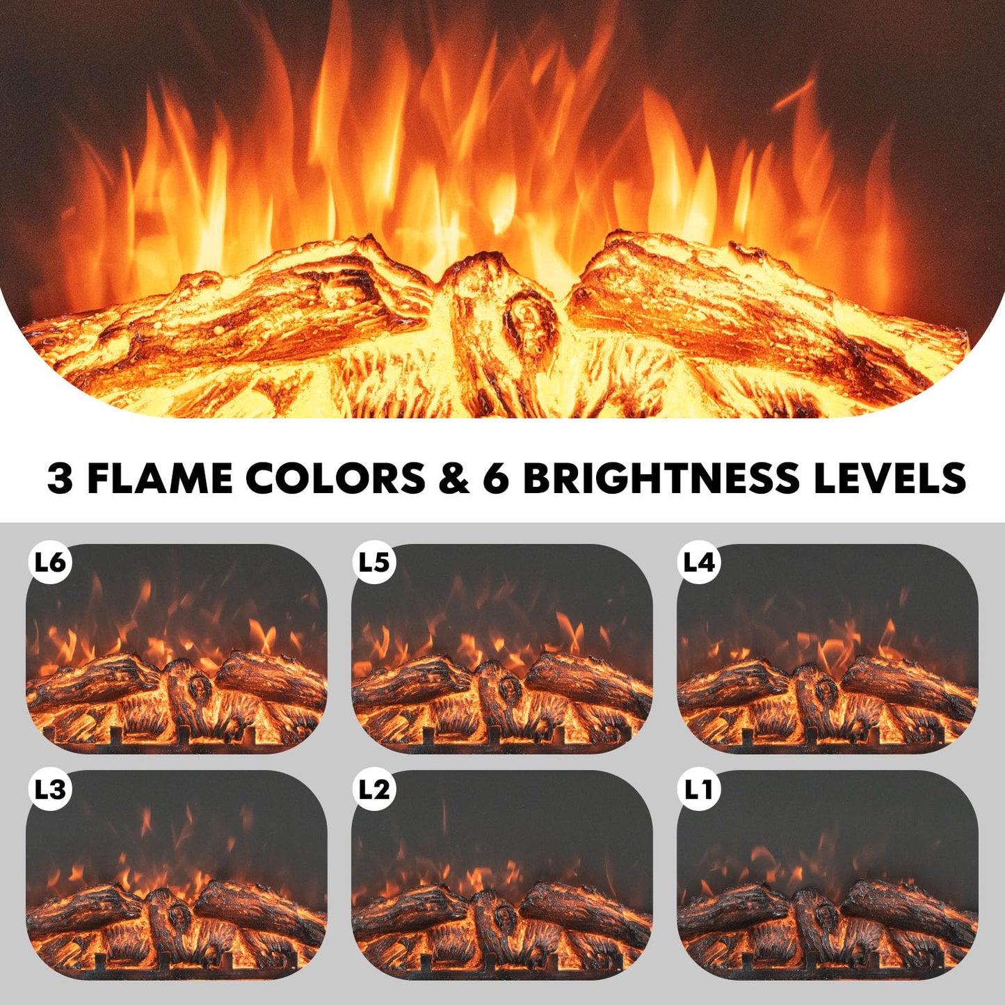 Tangkula Recessed Electric Fireplace, 26 Inch Fireplace with Adjustable Flame Brightness, LED Screen & Remote Control with Timer, Overheating Protection, 750W/1500W Fireplace Heater
