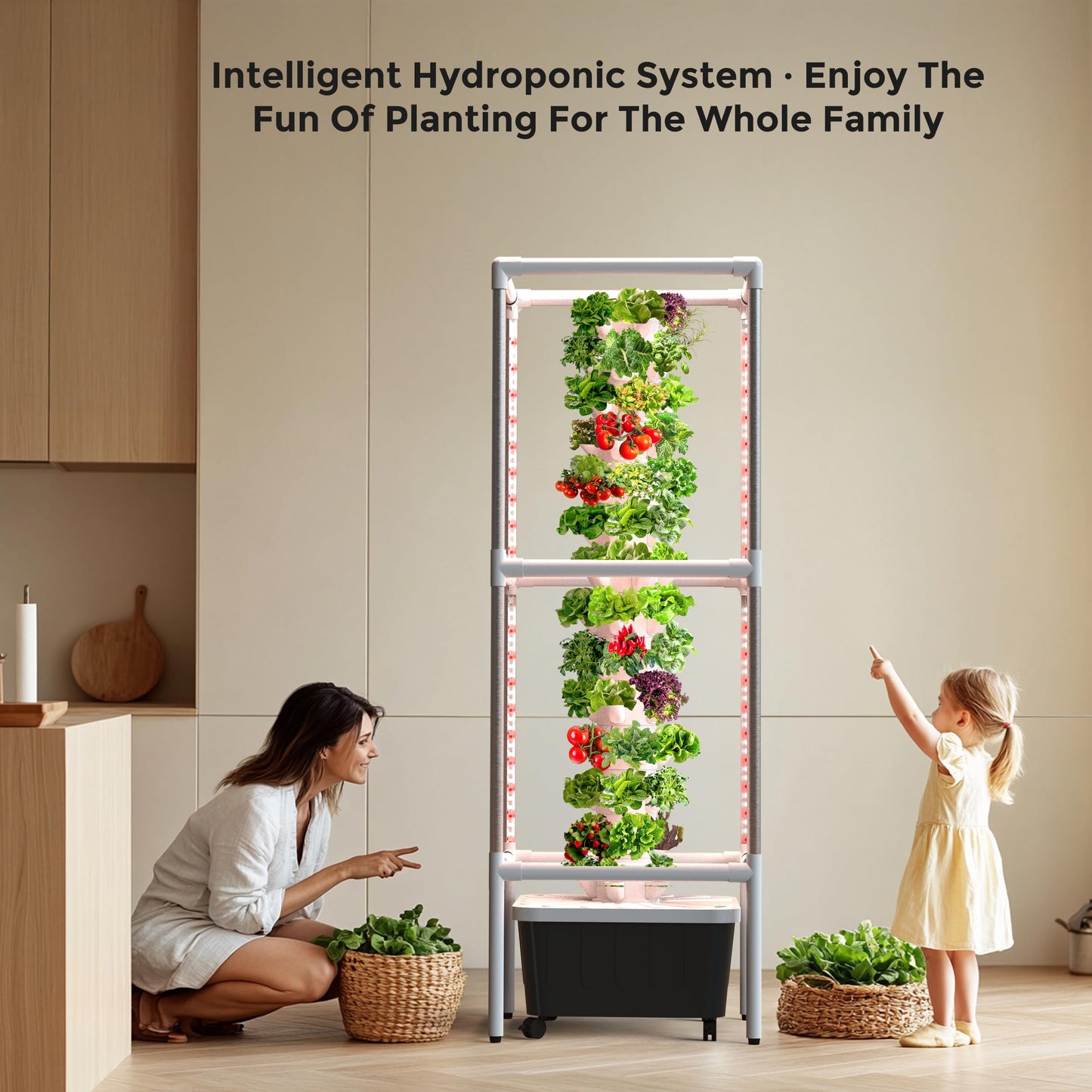 SJZX Hydroponics Growing System, Hydroponic Tower with Full-Spectrum Grow Lights, 5/14Tiers Indoor Outdoor Garden Planter, Vertical Home Gardening Germination Kits for Vegetables, Fruits, Herb (14L5H)
