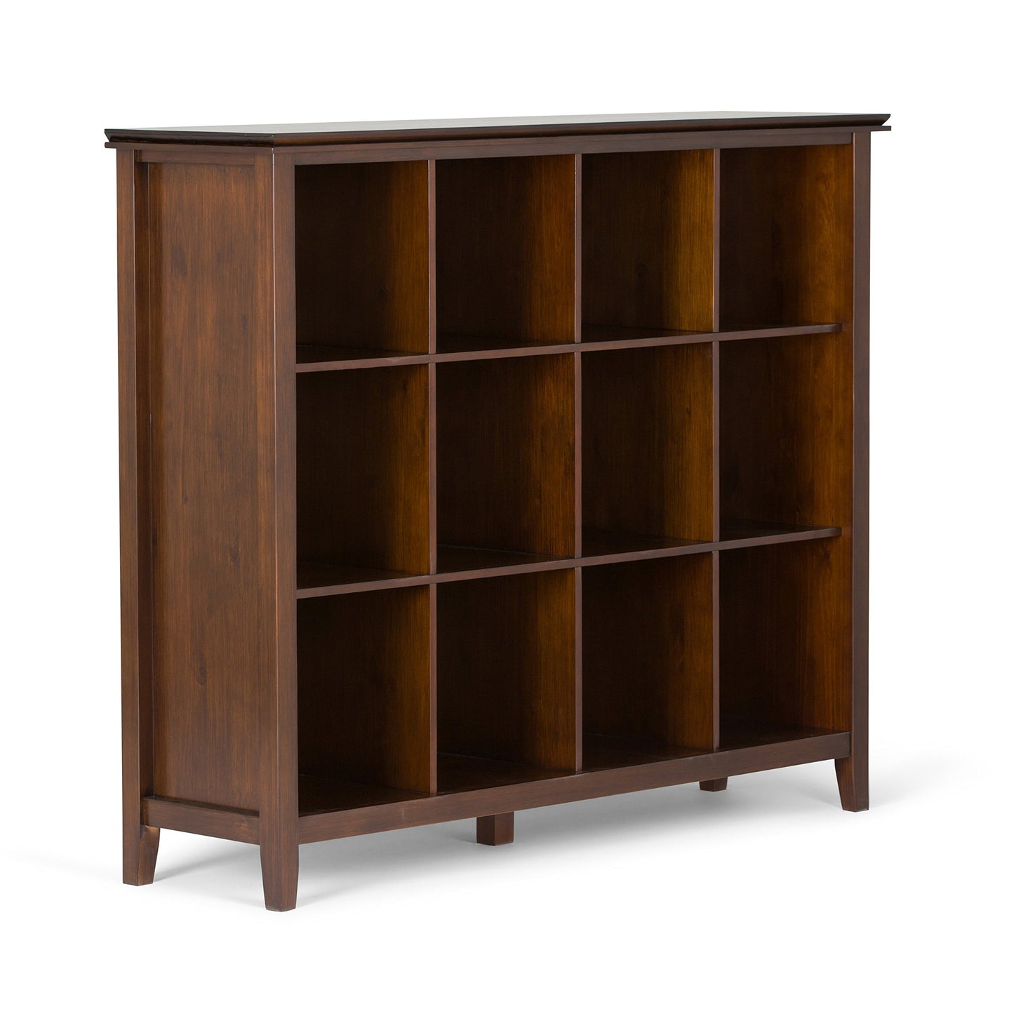 SIMPLIHOME Artisan Bookcase - 48 inch Tall 12-Cube Solid Wood Cube Organizer in Russet Brown, Transitional Storage Bookcase for Living Room, Study Room or Office with Fixed Shelves and Tapered Legs