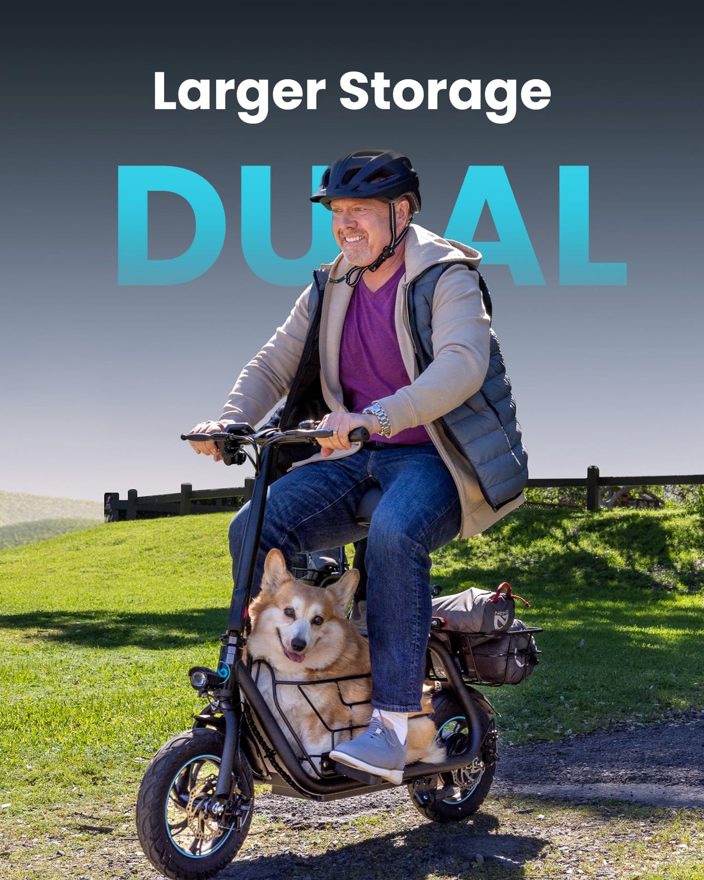 Gyroshoes C1S Electric Scooter for Adults with Seat & Large Basket, 550W Motor, 20 Mile Range, 19MPH, Foldable E-Scooter for Commuting, Pets Dog, Grocery Shopping, Dark