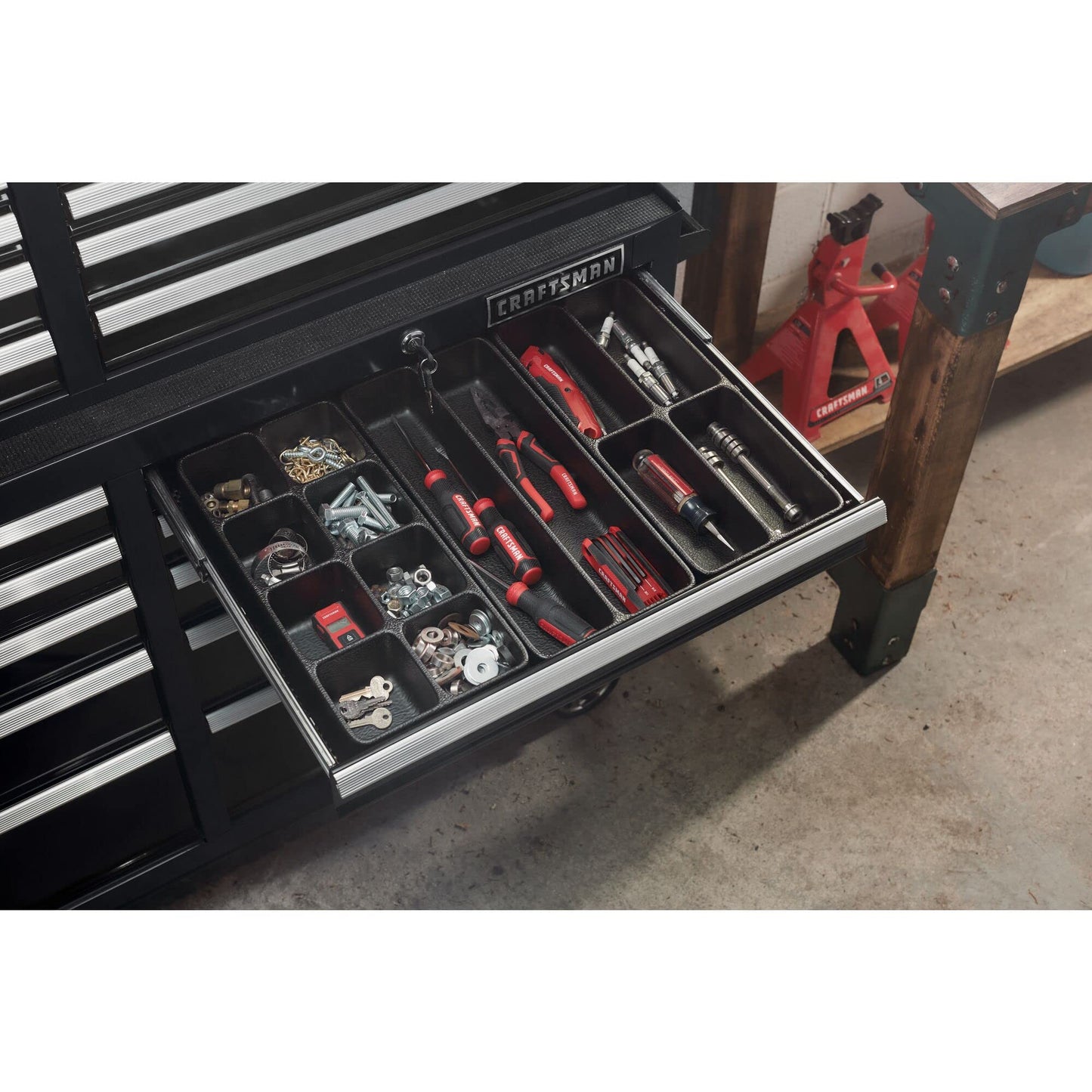 CRAFTSMAN S2000 52" Tool Chest, 10-Drawer Rolling Tool Storage Cabinet with Tray and Holder, Black (CMST352102BK)