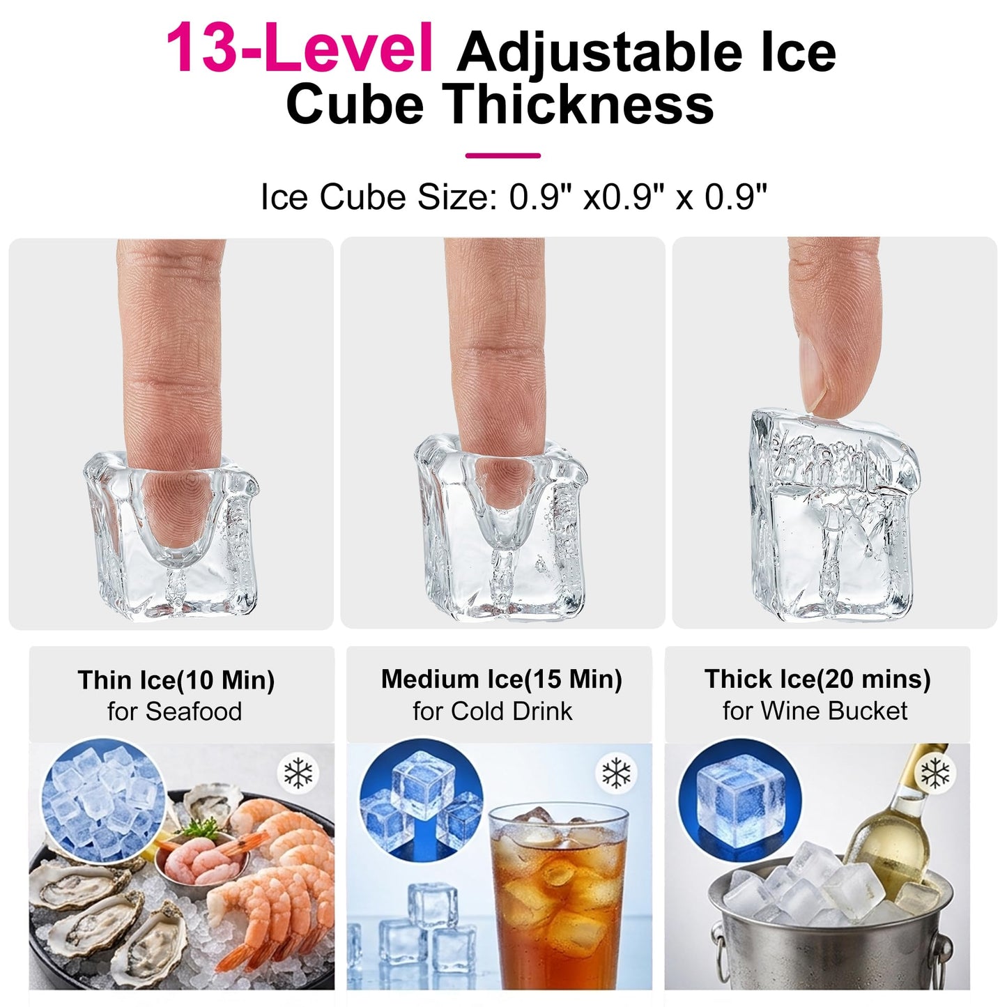 Lecon Chef Freestanding Commercial Ice Maker Machine 80Lbs/24H & Dual Water Inlet, 36 Ice Cubes/Cycle, Adjustable Ice Thickness, Self-Cleaning, 20Lbs Storage Bin for Restaurant, Office
