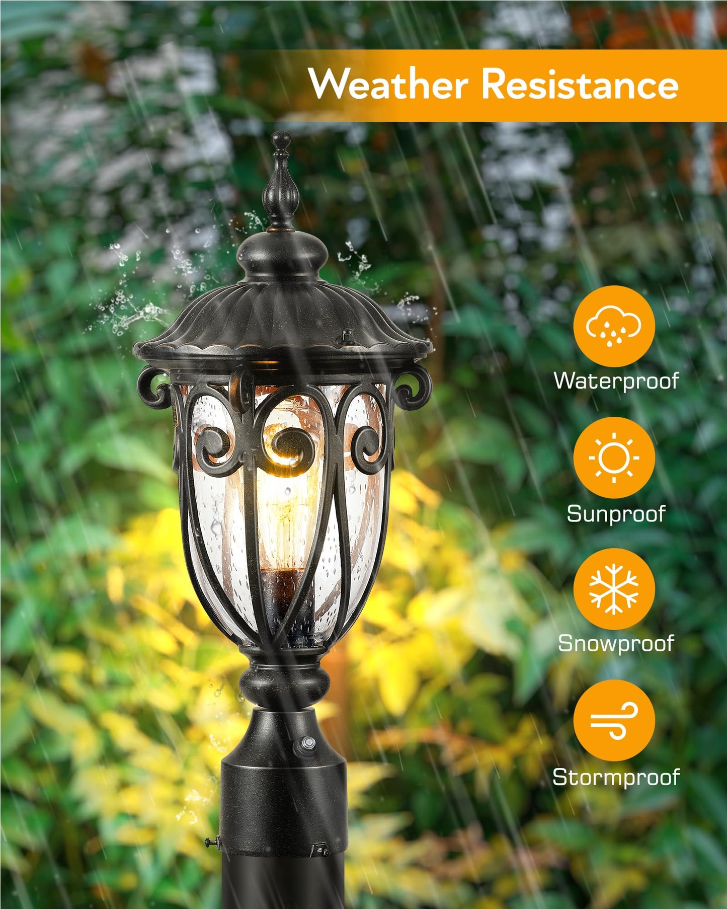 VIANIS Outdoor Post Light 2-Pack, Waterproof Dusk to Dawn, Aluminum, Oil-Rubbed Bronze, Model V82232B2