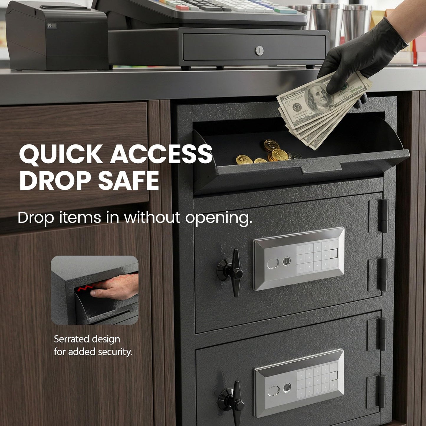 Large Drop Safe for Business, Biometric Cash Safe with Drop Slot Anti-Fishing, Fingerprint and Key Digital Lock, Fireproof Bag, 9 Cu.ft Heavy Duty Deposit Drop Box Safe for Money Retail Store