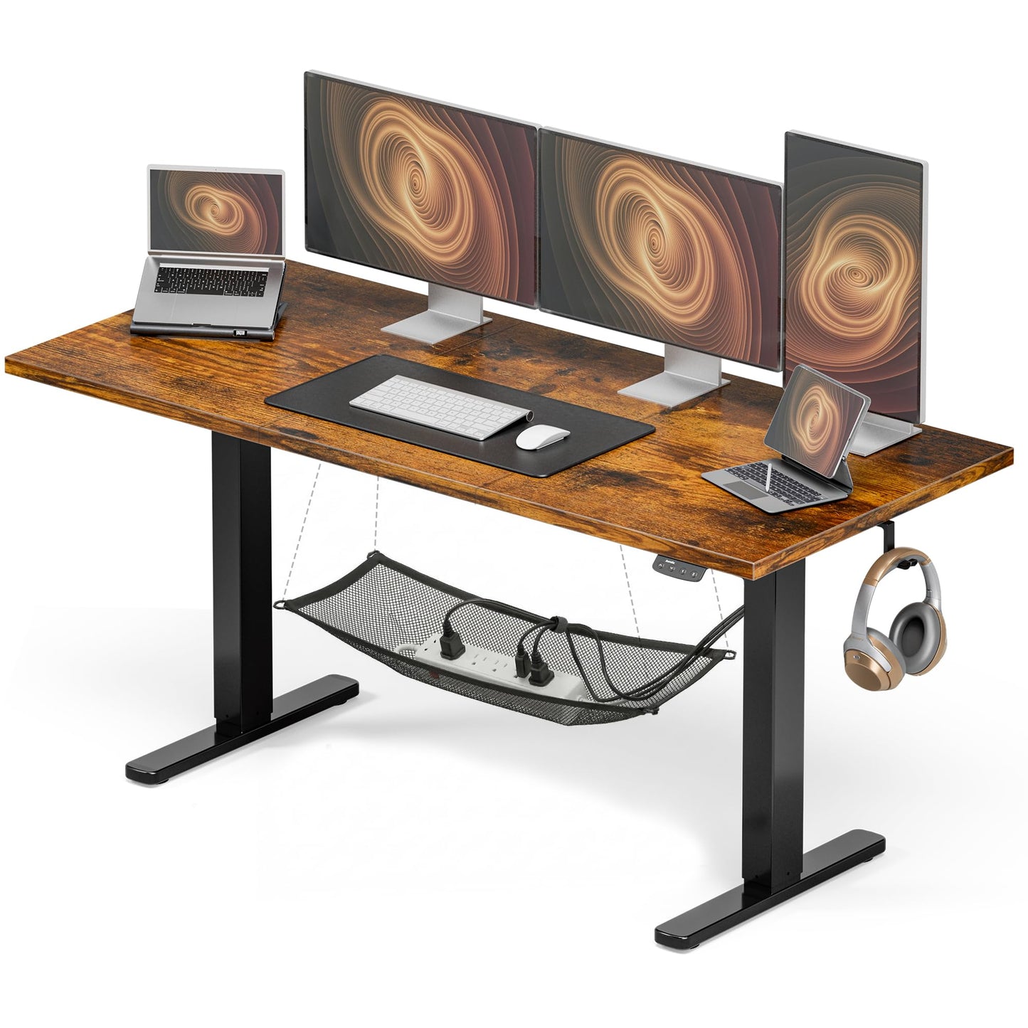 Acrolix Electric Standing Desk, Height Adjustable Home Office Desk with Memory Presets & Cable Management,Rustic Brown Sit Stand Desk for Work from Home, Ergonomic Computer Desk (63" x 24")