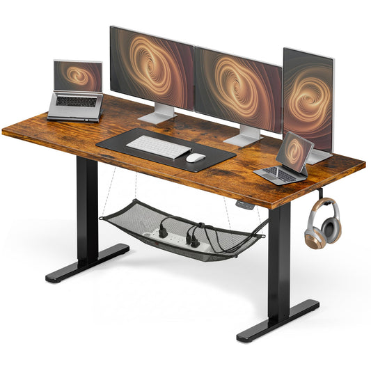 Acrolix Electric Standing Desk, Height Adjustable Home Office Desk with Memory Presets & Cable Management,Rustic Brown Sit Stand Desk for Work from Home, Ergonomic Computer Desk (63" x 24")