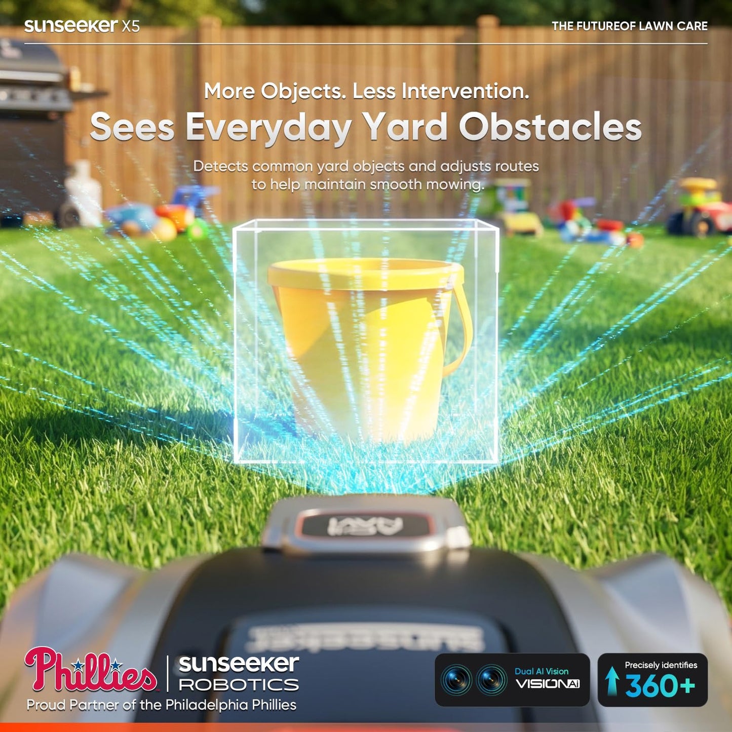 Sunseeker X5 AWD Robot Lawn Mower, 0.5 Acre / 21,780 Sq. Ft., Wireless No Boundary Wire Mower with RTK Vision Navigation, AI Obstacle Avoidance, App Control