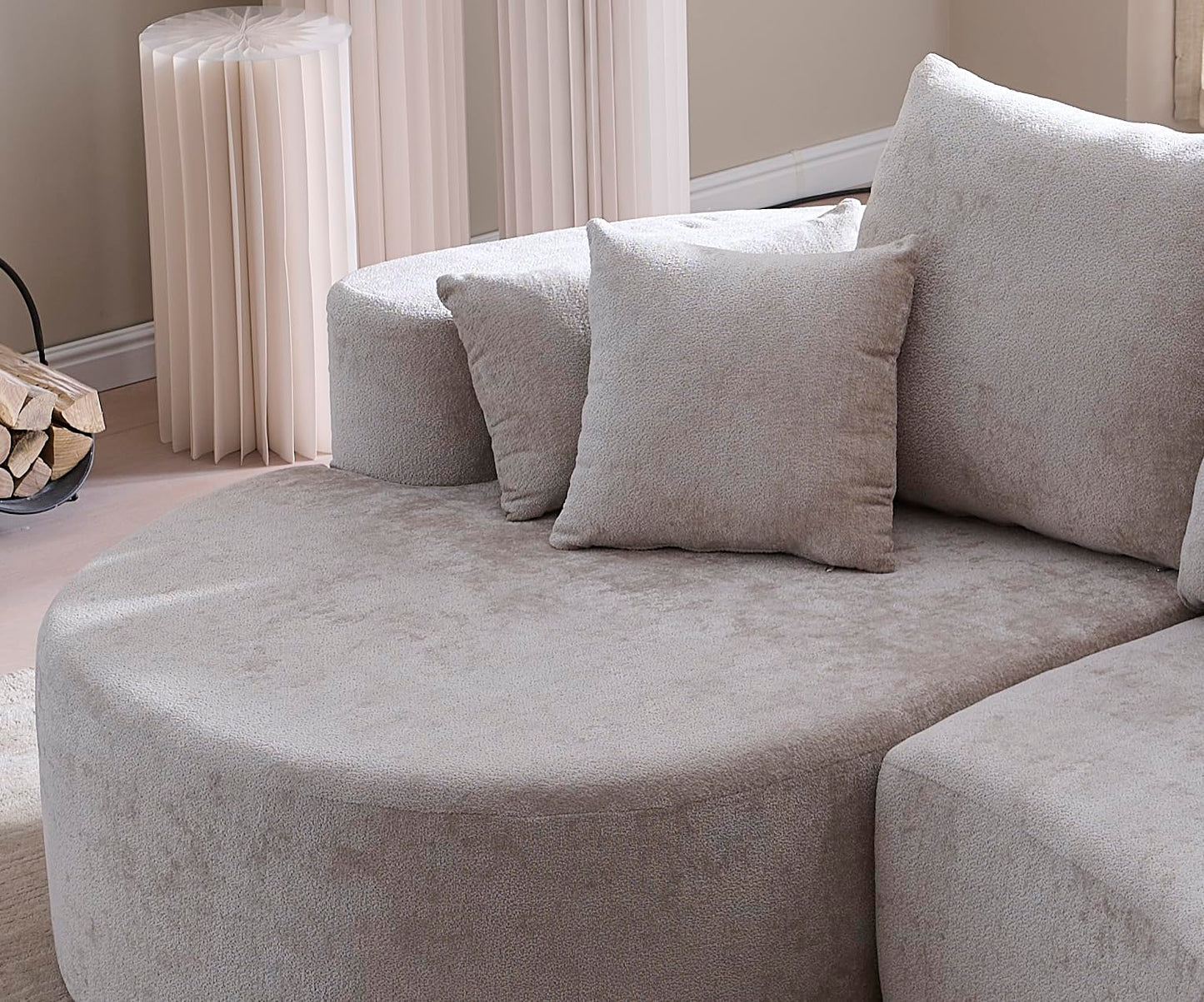 Christopher Knight Home Carden 106" Curved Modular Sectional Sofa, Comfy Sofa Couch with Chaise Lounge, Modern Cloud Couch with Deep Seat, Fabric Upholstered Set for Living Room Bedroom, Silver Lining