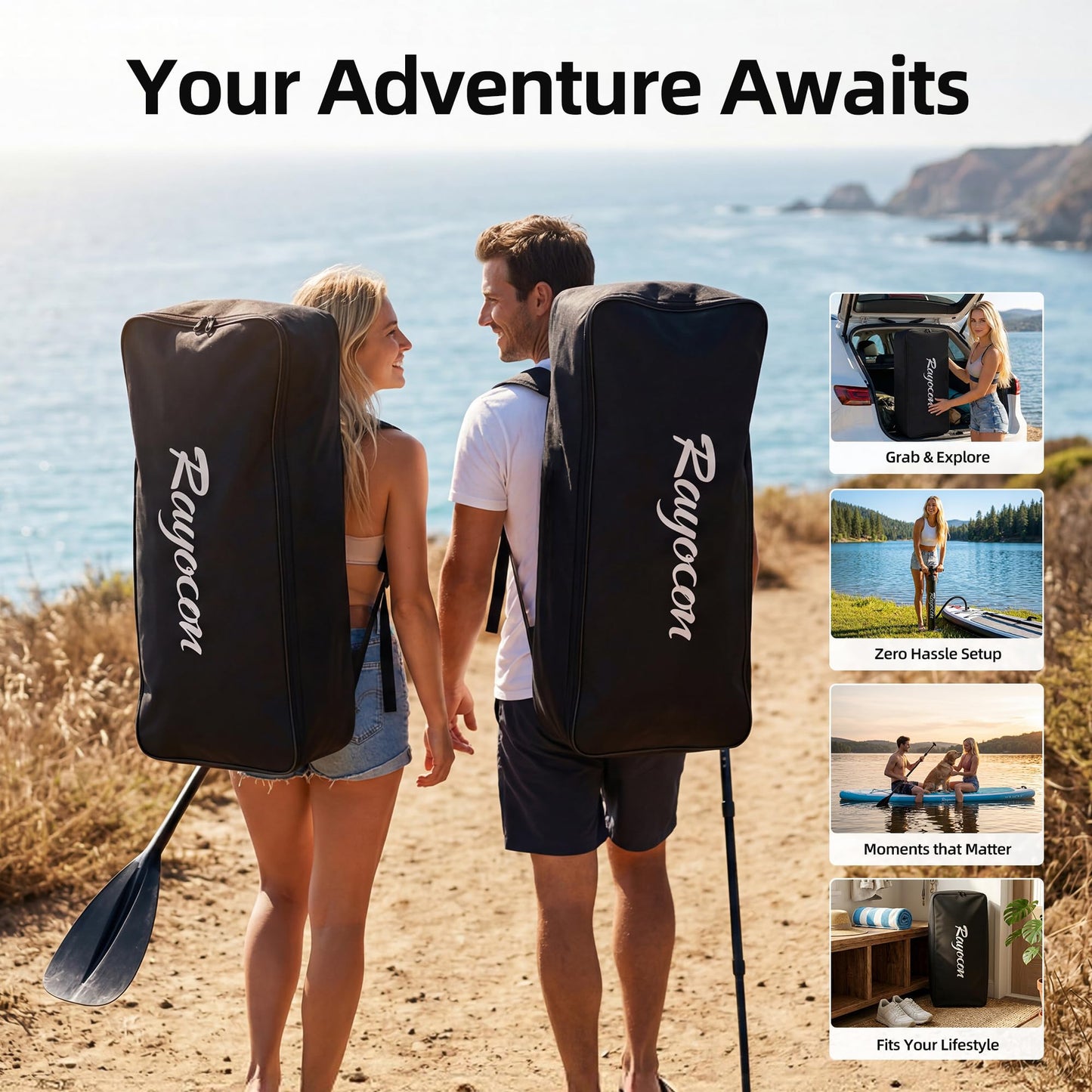 Inflatable Stand Up Paddle Board 11'×34" Extra Wide SUP, Ultra-Stable for Adults & Dog, 450lbs, Dual Chamber Pump, Fiberglass Paddle, Military Grade Dual Layer, Jellyfish Flow Design