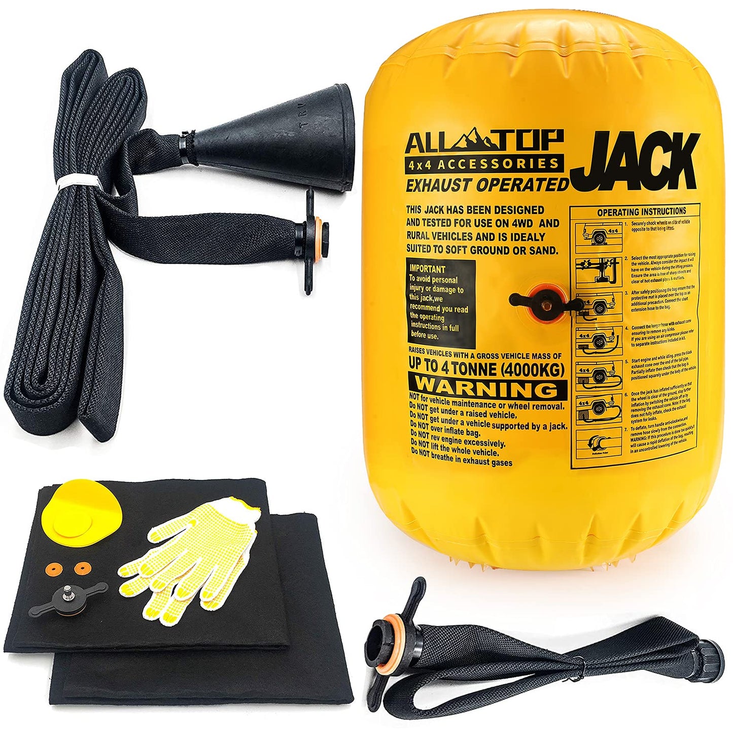 ALL-TOP Off-Road Exhaust Air Jack, 31inch Lift 8800Lbs Capacity, Inflatable Soft Jack for Low Clearance, fits Air Compressor & Exhaust