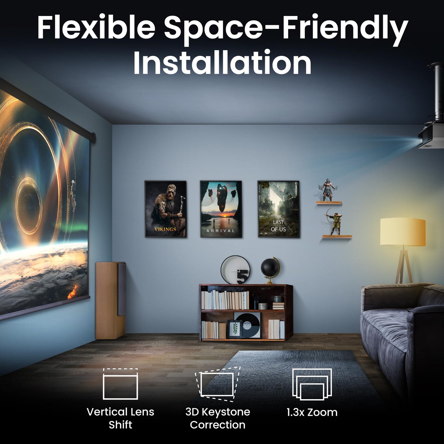 BenQ TK710 4K Laser 3200 Lumens Movie and Gaming Projector with 4ms Response Time | 240Hz Refresh Rate | HDR10 & HLG | ARC/eARC Support | Vertical Lens Shift | 3D Keystone | 1.3x Zoom | HDR Game Modes
