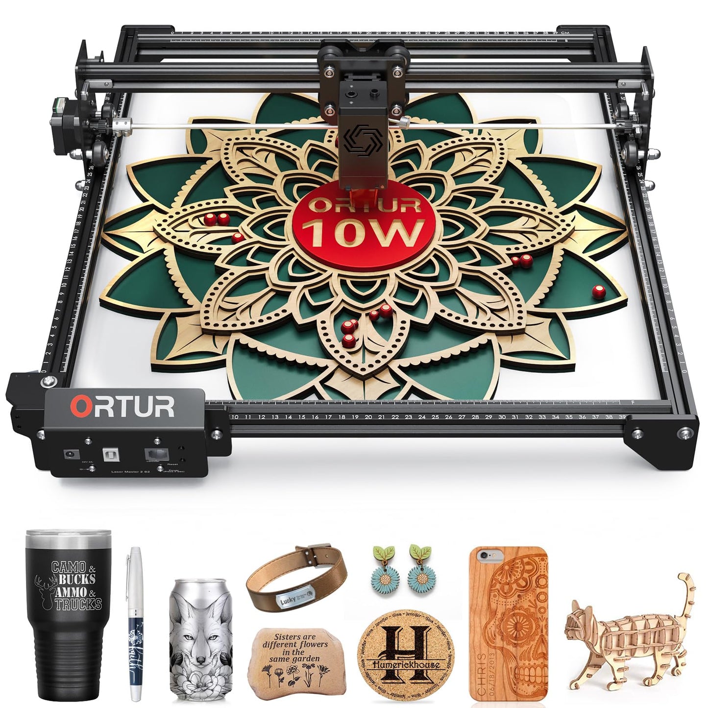 10W Output Laser Engraver, Ortur Laser Master 2 S2 LU2-10A Class 4 Efficient Laser Engraving Machine Fit, High Precision Laser Cutter, 0.05 x 0.1mm Compressed Spot Laser Engraver for Wood and Metal
