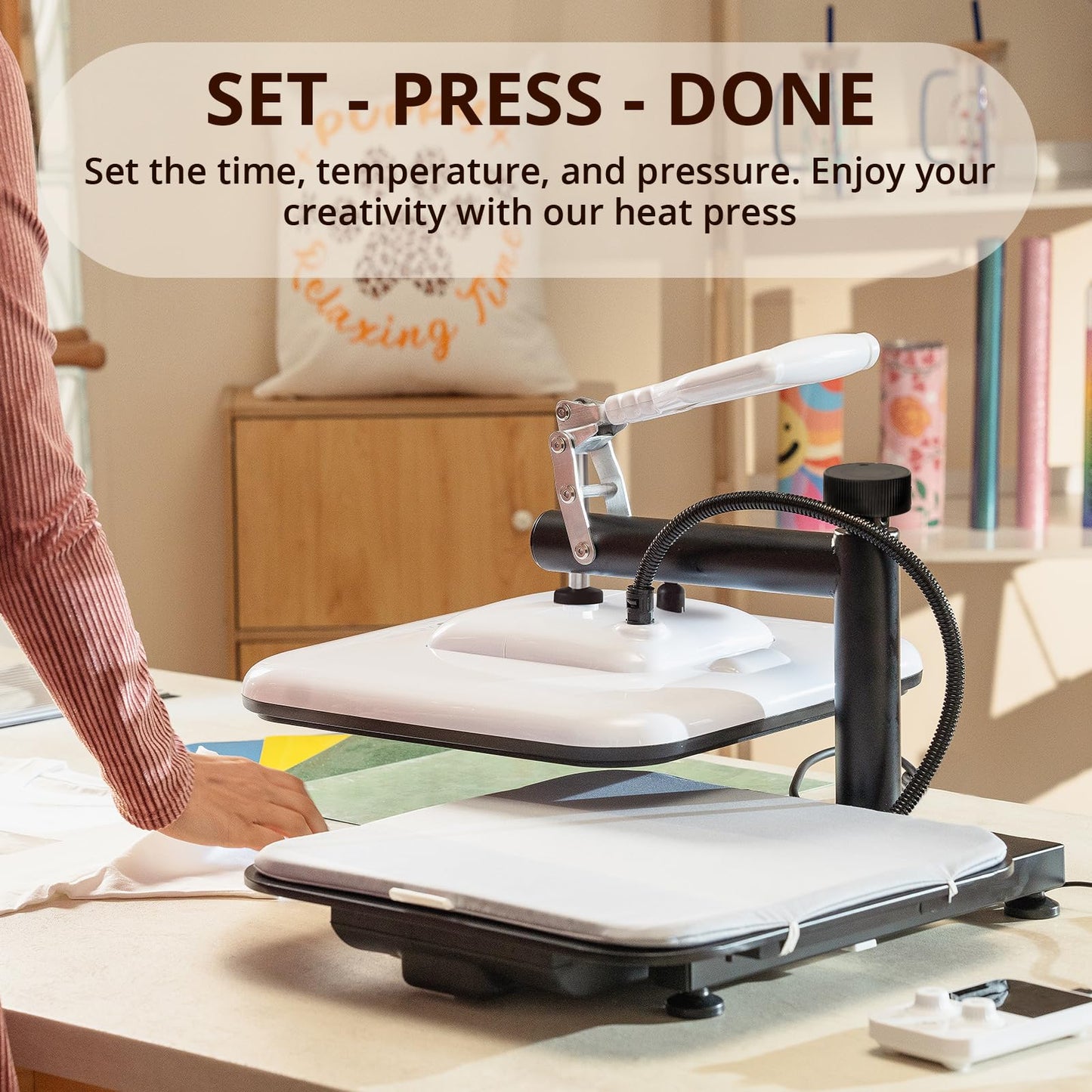 HTVRONT Heat Press Machine for T Shirts - 15x15 Swing Away Shirt Press Machine - Professional Heat Press for Sublimation, Vinyl, Heat Transfer Projects, Heats Up Fast & Distribute Heat Evenly (White)