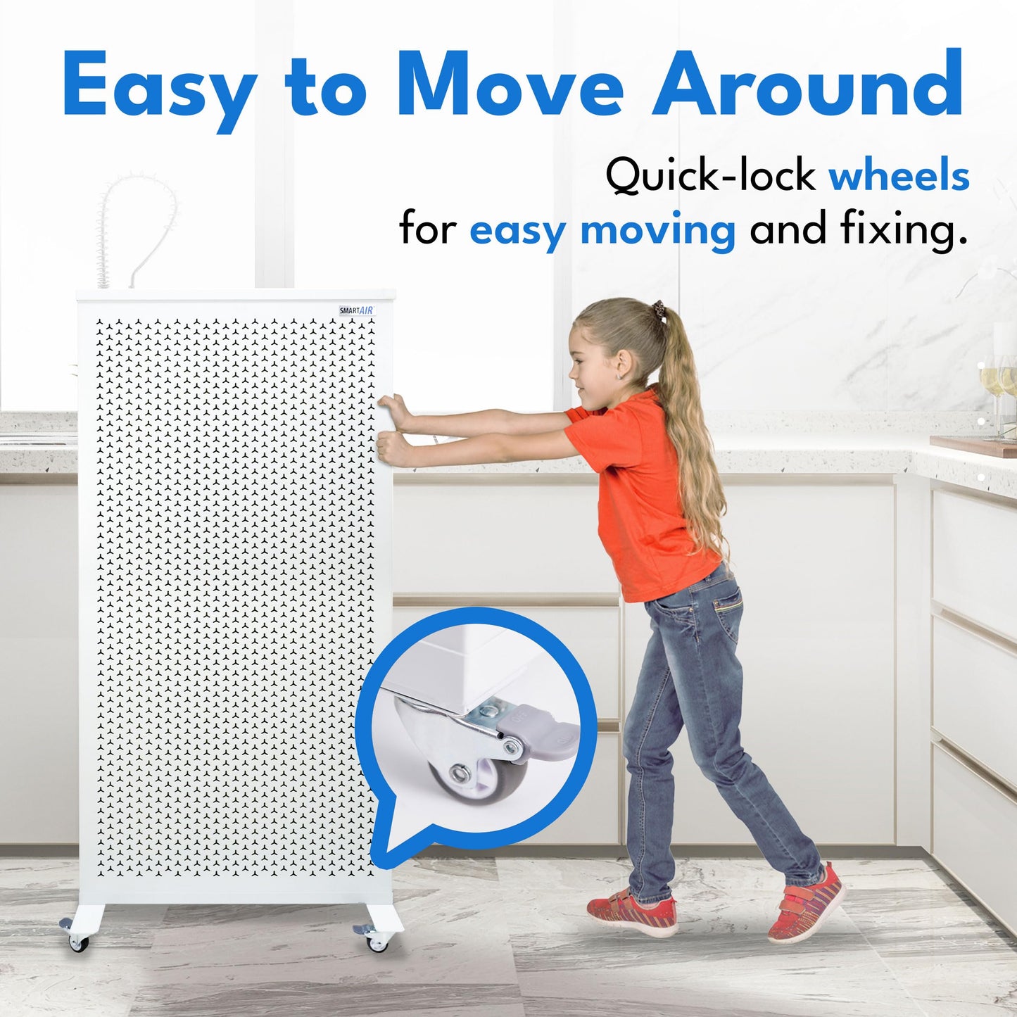 Smart Air Blast MKII Large Room Air Purifier Up to 9000 Sq Ft/hr, 1200 CFM, 99.97% True H13 HEPA Filter, Carbon Filter & Washable Prefilter, For Home Office Pet Hair Dust Mold Smoke Allergies Pollen