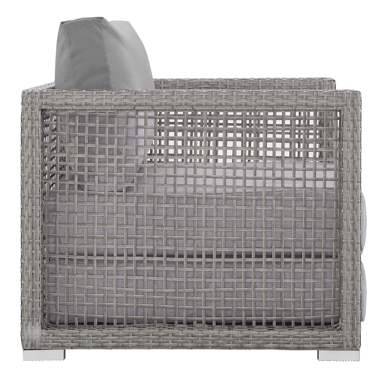 Modway Aura Outdoor Patio Wicker Rattan Sofa, Armchair and Coffee Table in Gray Gray