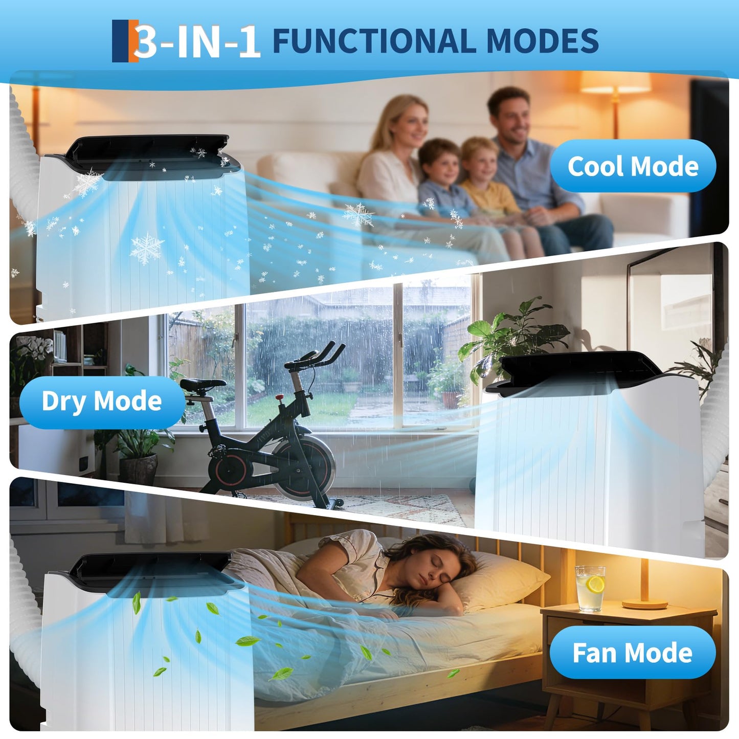 ActiveTrail Portable Air Conditioner, 12000 BTU AC Unit for Bedroom, Portable AC with Remote, Small Air Conditioner for Room, 3-in-1 Portable AC Unit Cools, Dehumidifies & Fans for Home Office, White