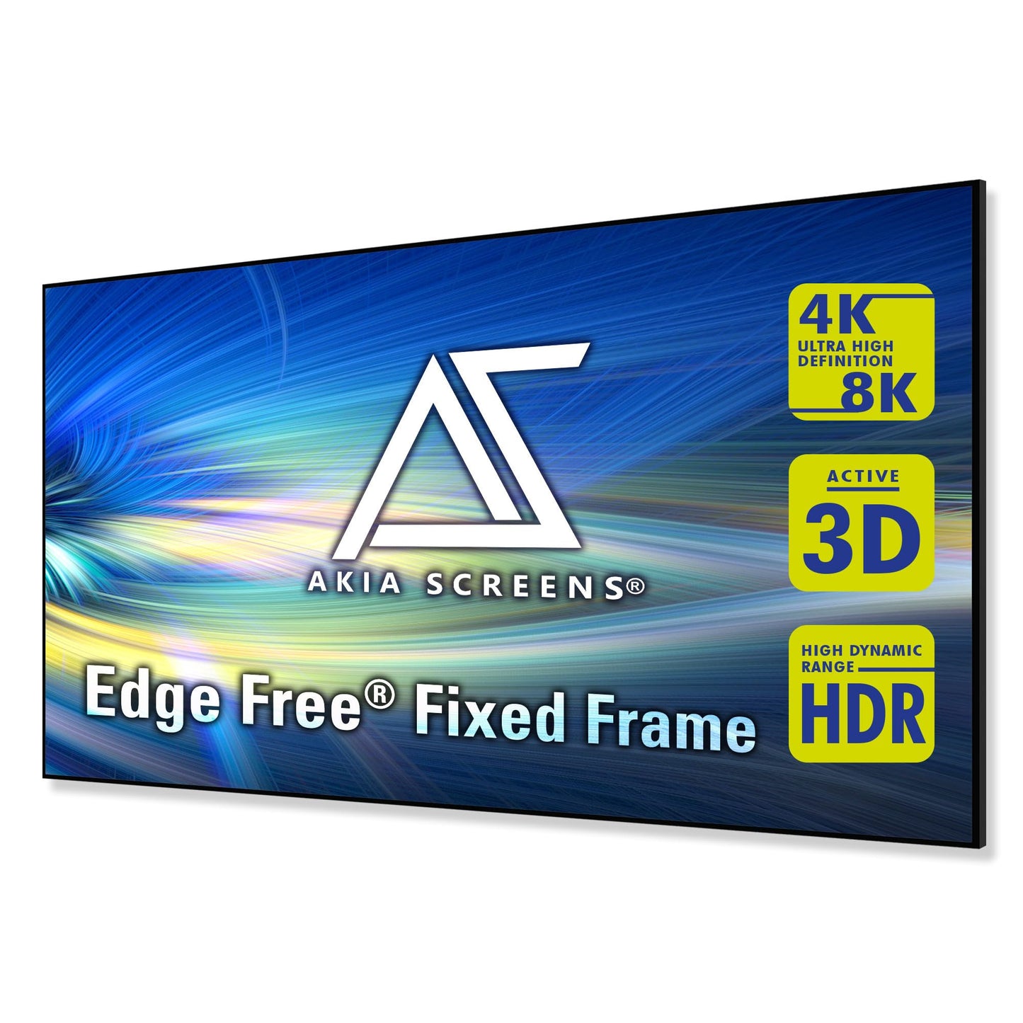 Akia Screens 145 Inch Edge Free Fixed Frame Projector Screen 16:9 8K 4K Ultra HD 3D Ready CINEWHITE UHD-B 1.3 Gain Wall Mounted Indoor Home Theater Screen for Projector – AK-NB145H.