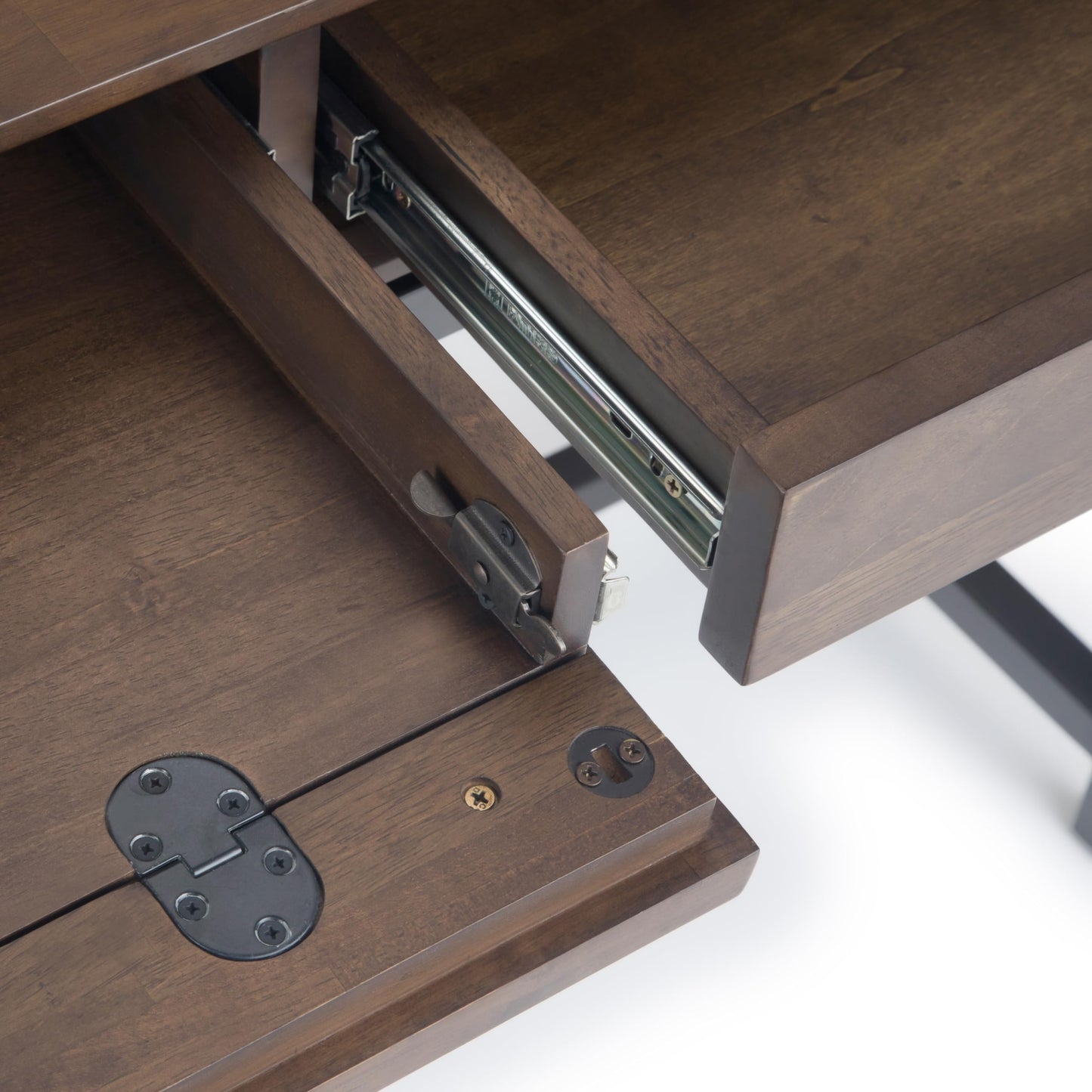 SIMPLIHOME Banting Desk - 72 Inch Wide Solid Wood and Metal Writing Desk in Walnut Brown, Modern Industrial Home Office Computer Table for Study with 2 Drawers and Flip-Down Keyboard Tray