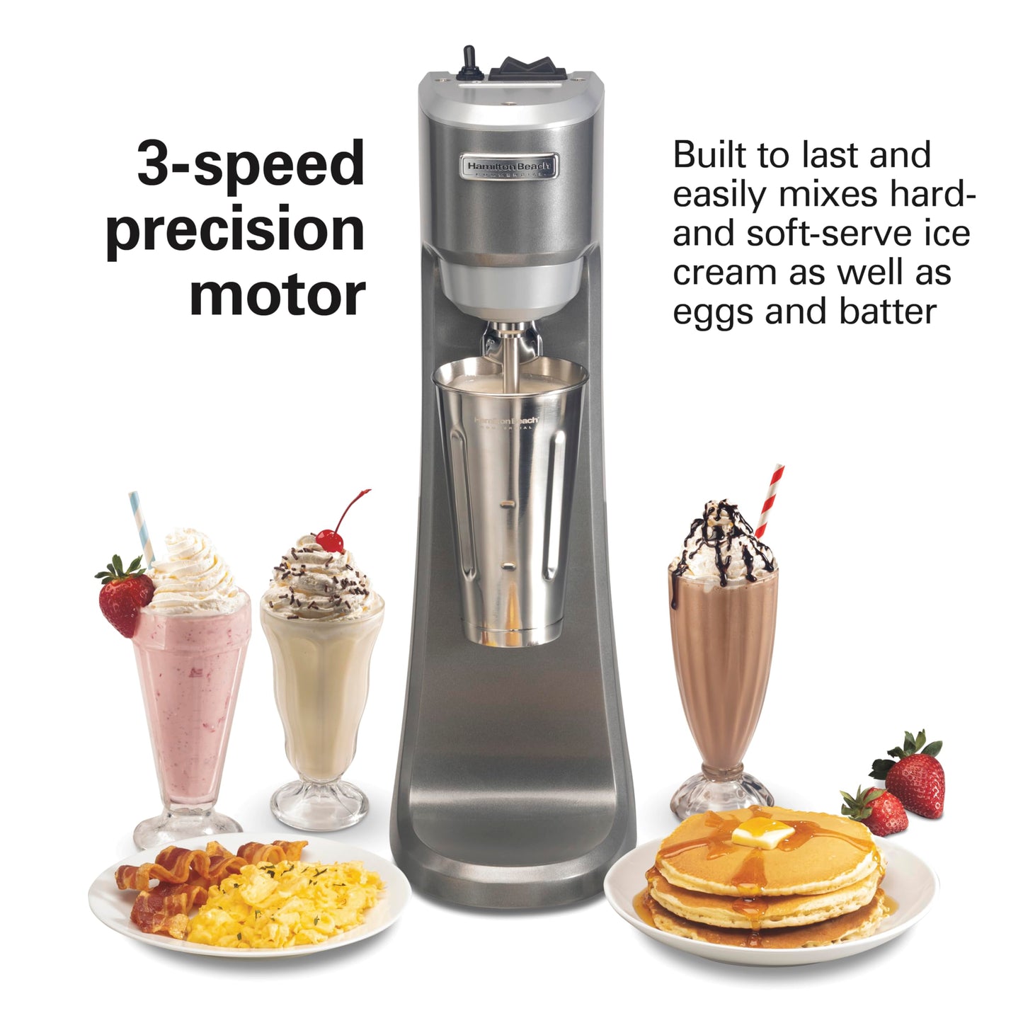 Hamilton Beach Commercial HMD200R Single-Spindle Drink Mixer, 3 Speed Universal Motor, Hands-Free Operation, NSF Certified