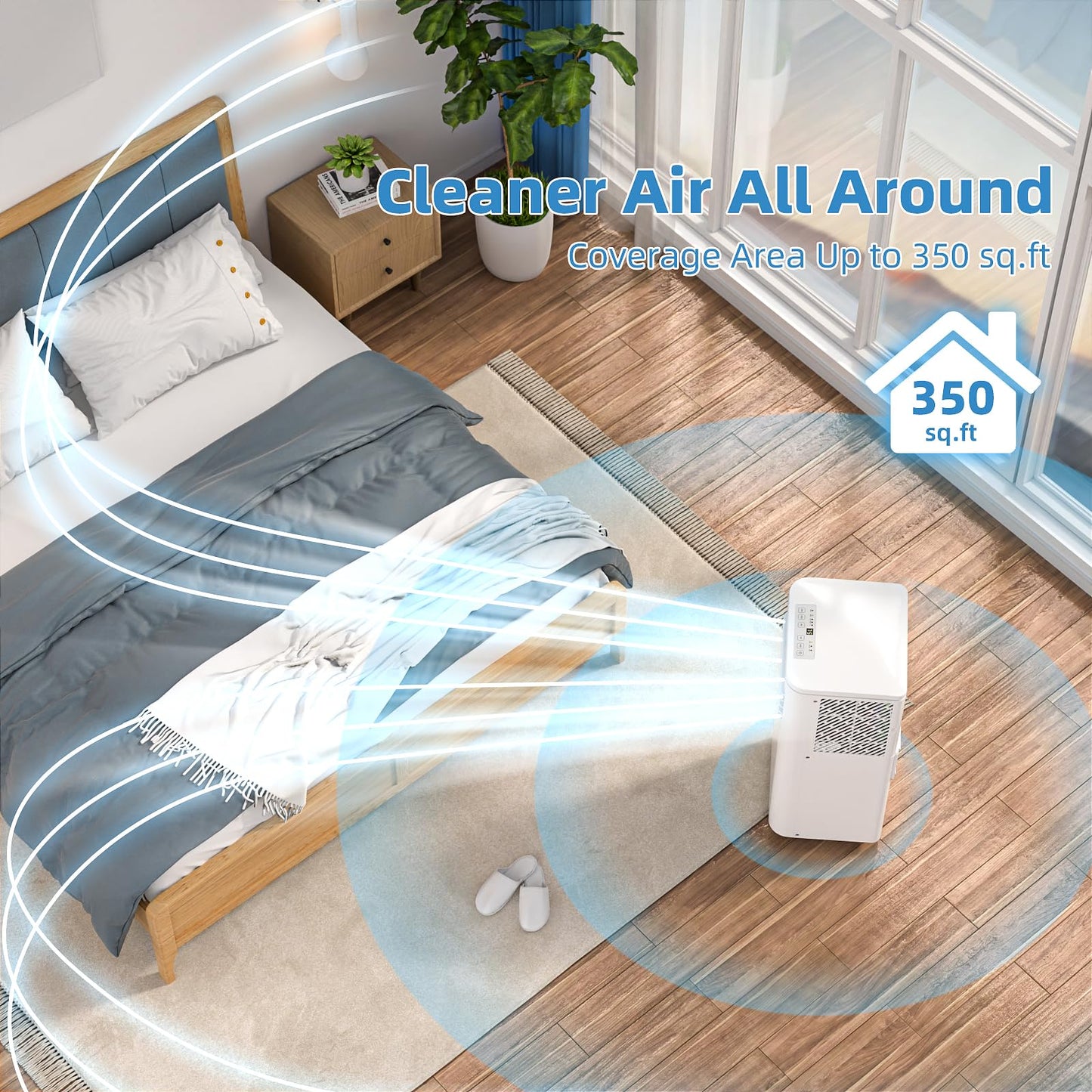 Antarctic Star 3-in-1 Portable Air Conditioners, 8000 BTU Portable AC Unit, Cools up to 350 Sq.Ft. with 24H Timer, Remote Control, Window Kit for Bedroom, Office, Dorm