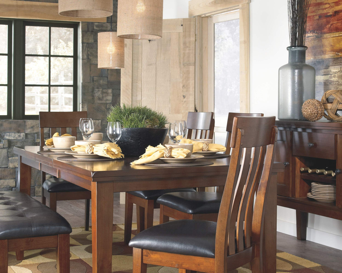 Signature Design by Ashley Ralene Extendable Dining Table, With Butterfly Leaf Seats 6-8, Wood Dining Room Table for Family Meals, Burnished Brown 42 x 60-78 Inch
