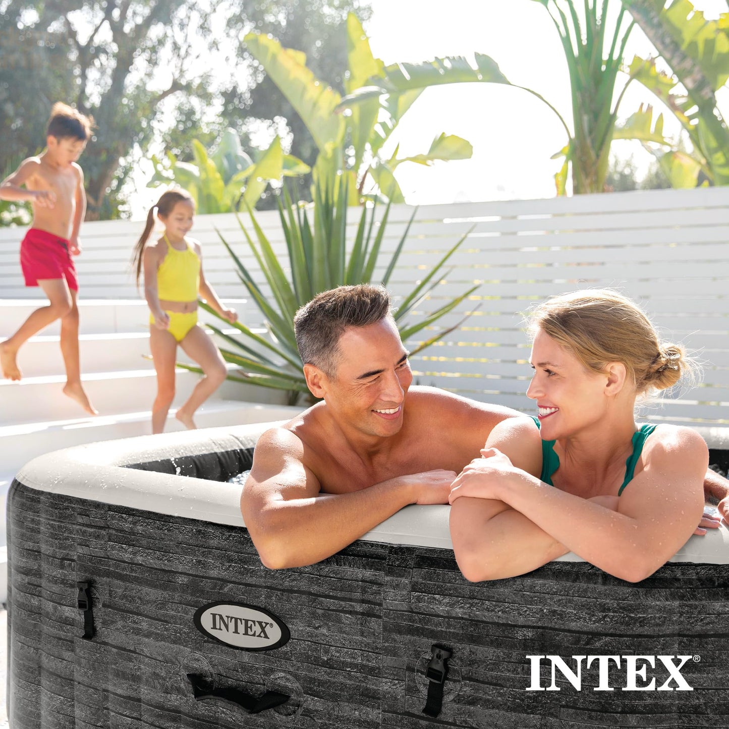 Intex PureSpa Plus 6 Person Round Inflatable Hot Tub, Bubble Massage Spa Set, Energy Efficient & Saltwater Compatible (Cell Not Included), 77 in x 28 in