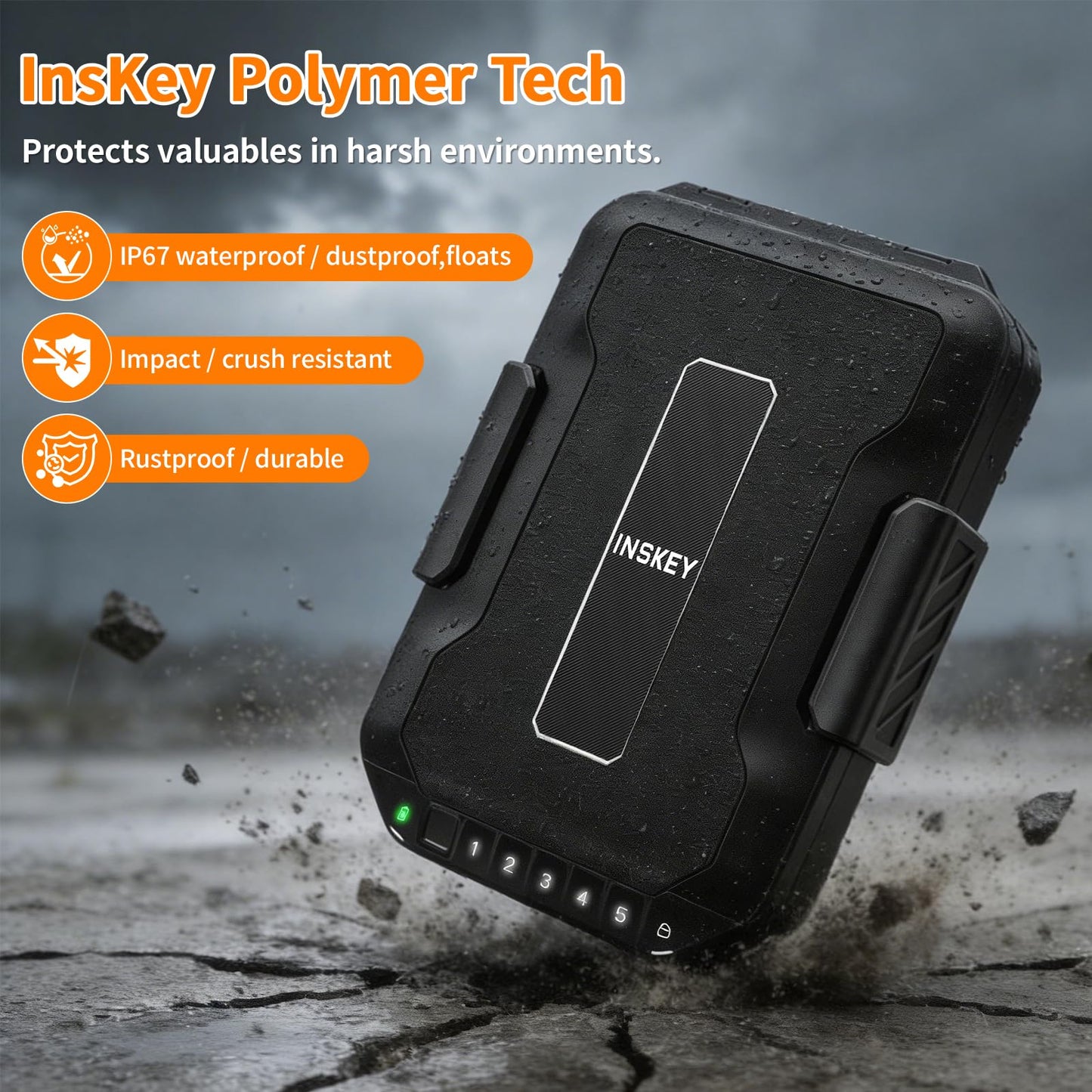 INSKEY Biometric Gun Safe for Handgun-Full Size Pistol Safe Box, 4-in-1 Quick Access with Fingerprint/App/Code/Keys, Portable Waterproof Durable Lock Box for Home, Car, Travel