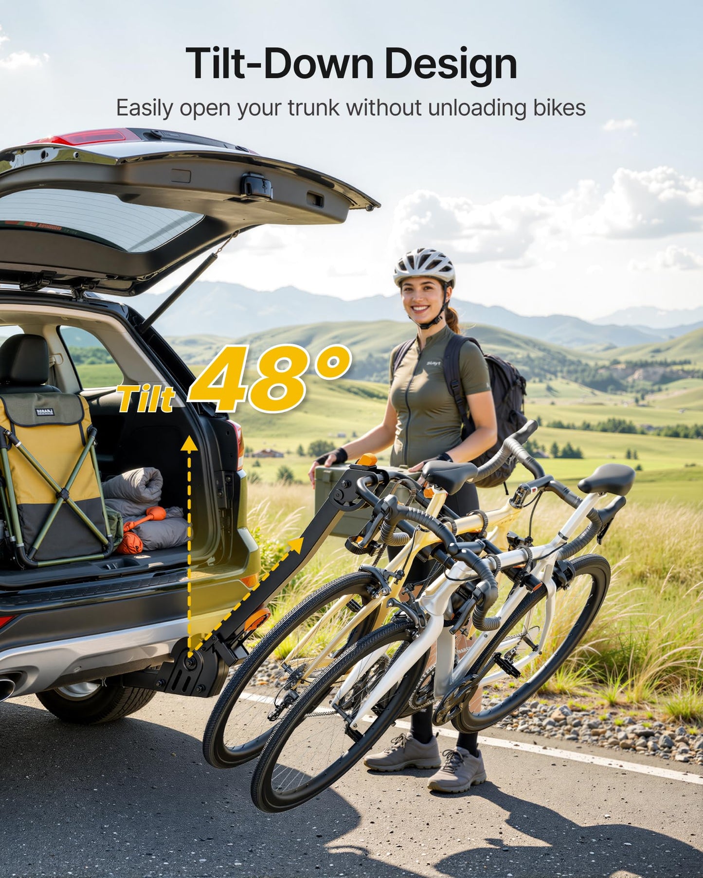 monTEK Premier Locking Quick Release 3-Bike Rack for Cars, Trucks, SUVs with 2” Hitch, Quick Foldable & Tiltable Bike Rack Hitch,3mm Thick Heavy-Duty Steel Frame&High-Secure Straps Hitch Bike Rack