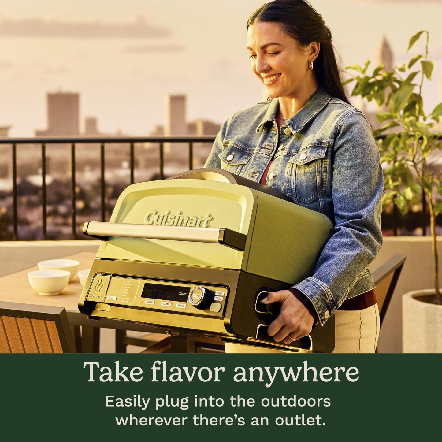 Cuisinart FlavorBoost™ 8-in-1 Outdoor Electric BBQ Grill & Portable Smoker, Air Fryer Grill Combo with Smart Probe, Smoke Drawer, 154 sq. in., Patio & Balcony Grill for Apartments, CEG-1302
