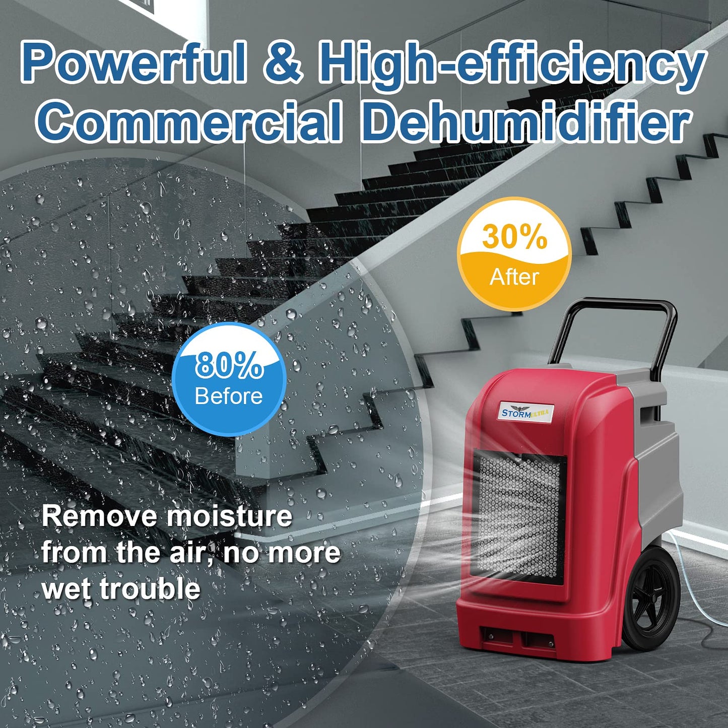 ALORAIR Smart WiFi Commercial Dehumidifier 190 PPD with Pump, Industrial Dehumidifiers Large Capacity for Basements, Garages & Job Sites, 6 Years Limited Warranty