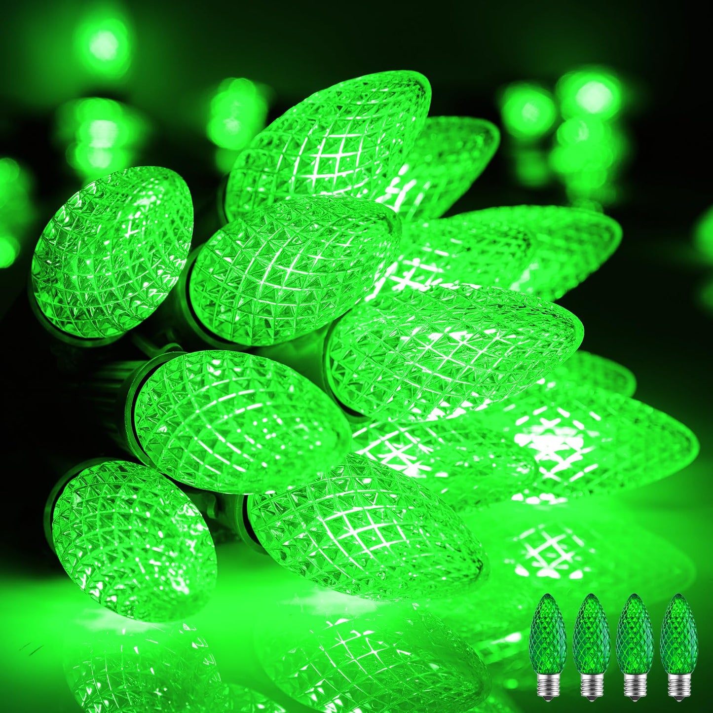 Minetom C9 Christmas String Lights, 100 Ft Green, 100 LED Bulbs, Connectable, UL Certified, Indoor/Outdoor Holiday Decor