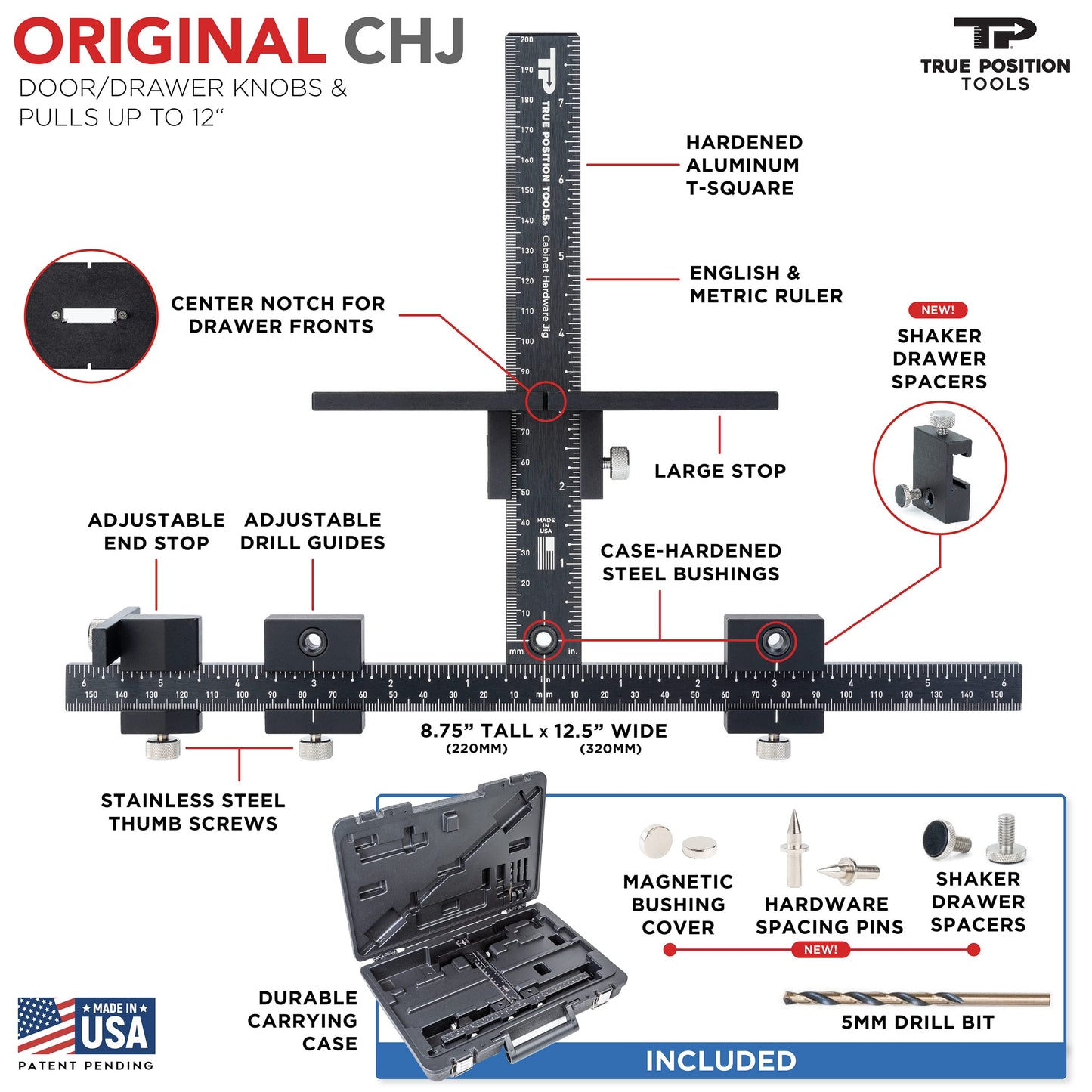 The Original Cabinet Hardware Jig - Made in USA - Most Accurate Tool for Knobs and Pulls - Hand Calibrated by True Position Tools