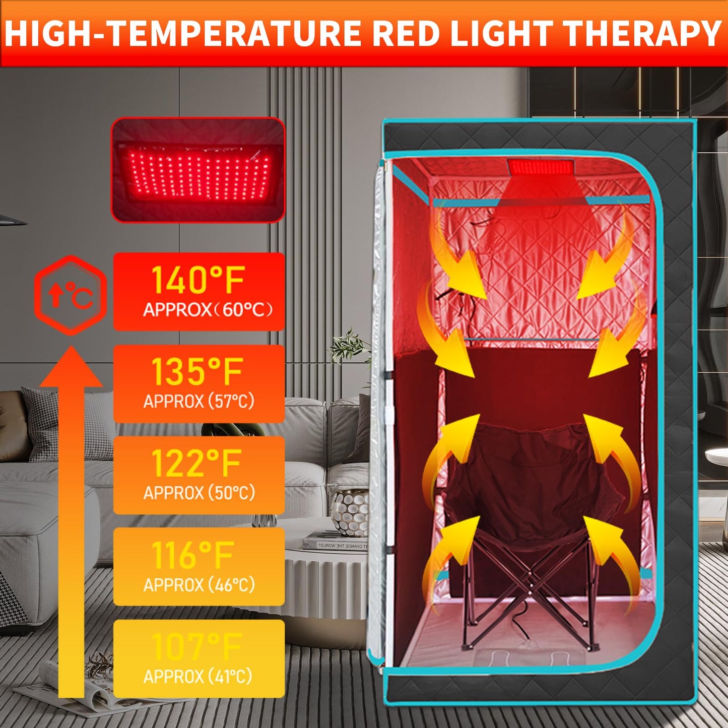 AURGOD Portable Infrared Sauna for 1 Person, Red Light Therapy Full Size Home Sauna Box with Premium Dry Heating, Remote Temperature Control, Heated Foot Pad & Reinforced Folding Chair