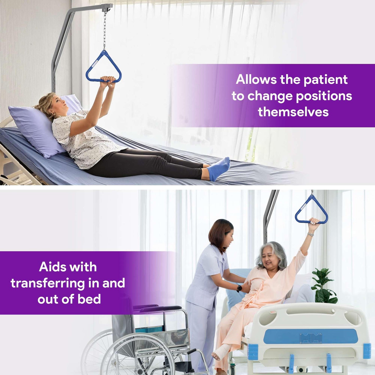 ProHeal Medical Trapeze Bar for Bed Mobility - Long Term Care Trapeze Bar Set with 350 lb. Weight Capacity - Bed Pull Up Assist for Elderly and Bedridden Patients