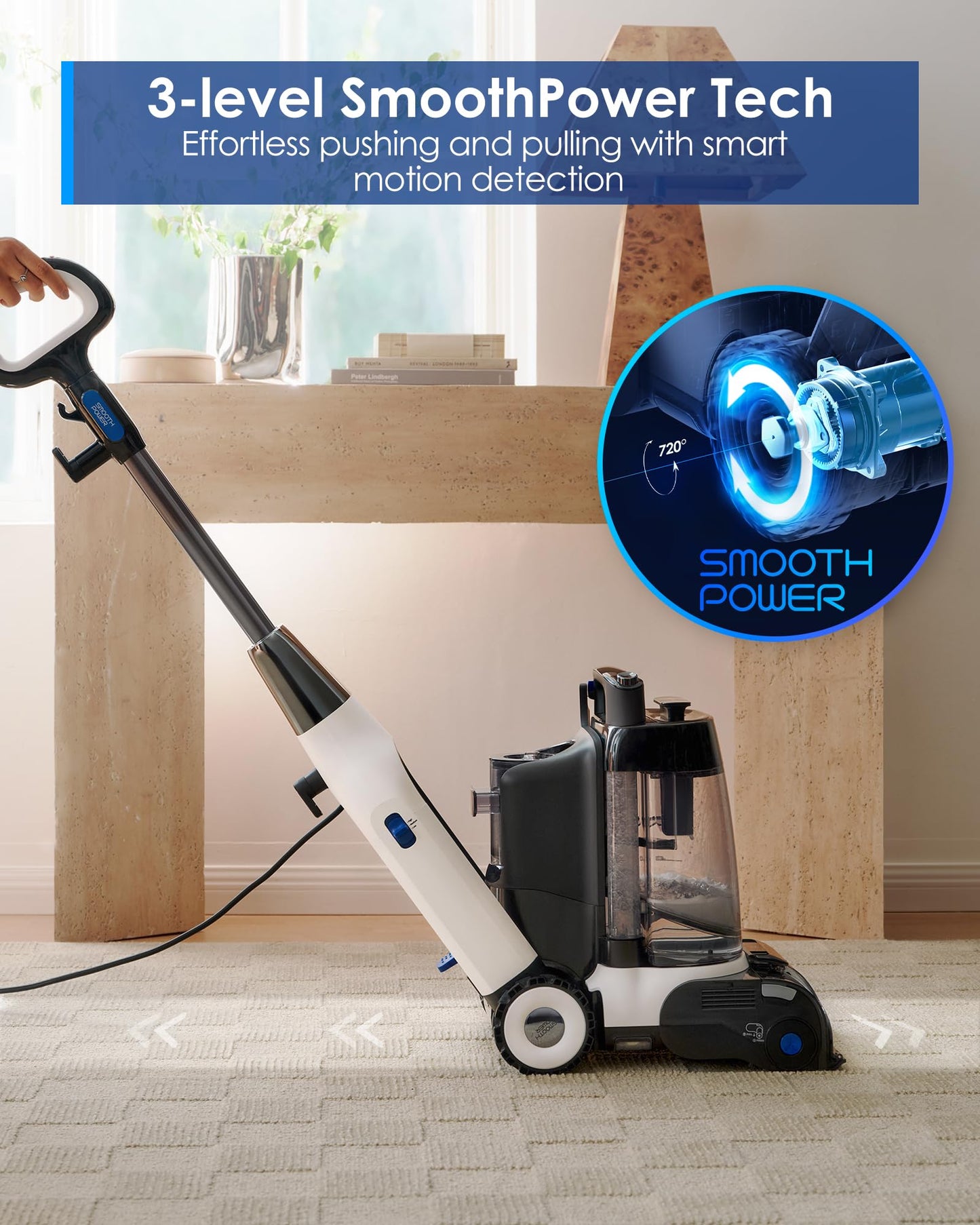 Tineco CARPET ONE Cruiser Smart Carpet Cleaner, Self-Cleaning and FlashDry, Deep Cleaning for Pet, Carpet and Upholstery, 167℉ PowerDry, 130W Powerful suction SmoothPower