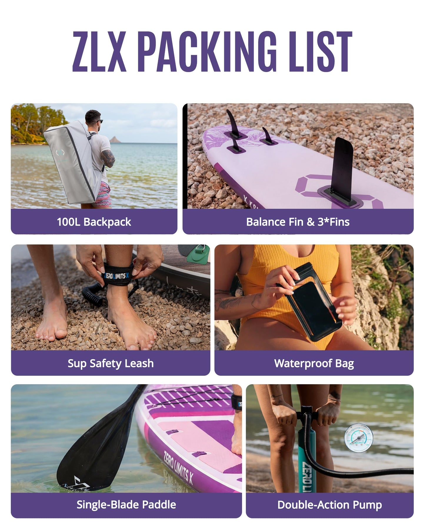ZLX 11'6"x35" Ultra Wide Inflatable Stand Up Paddle Board | Stable Non-Slip Deck Pad, Unique Fin System, Premium SUP Accessories & Backpack - Upgraded Pump for Adults, All Skill Levels